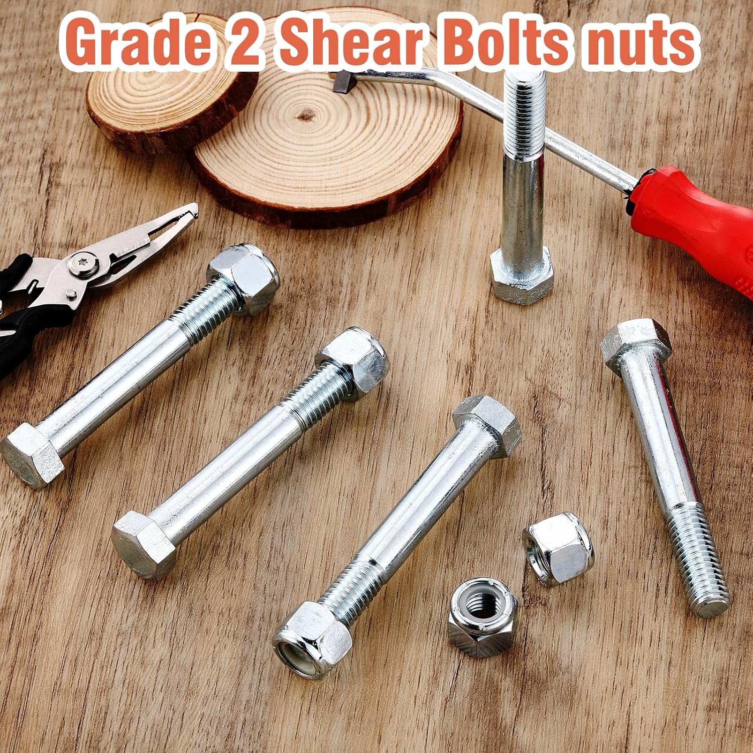 5 Pack Grade 2 Shear Bolts for Rotary Cutters Bolts and Lock Nuts Kit 1/2