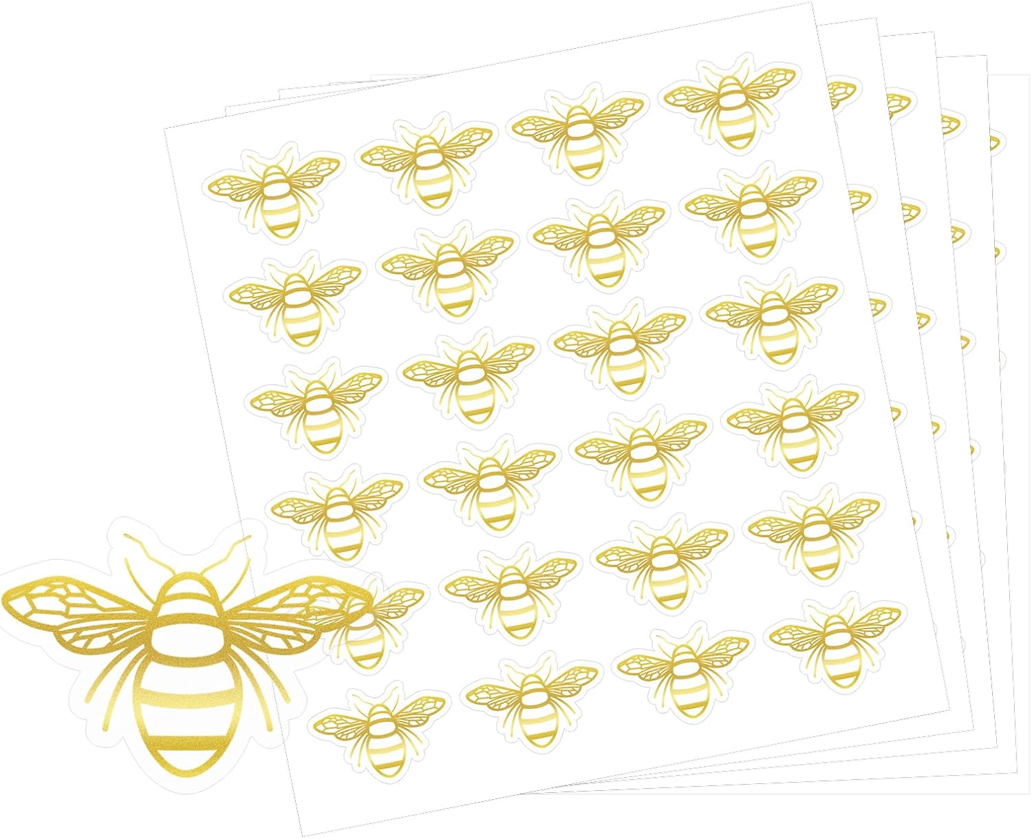 480Pcs Bee Stickers - Gold Foil Envelope Seal Label Sticker Queen Bee Decals Stickers Self Adhesive Clear Bee Spring Summer Stickers for Gift Card Craft Baby Shower Birthday Party Favors - Image 1