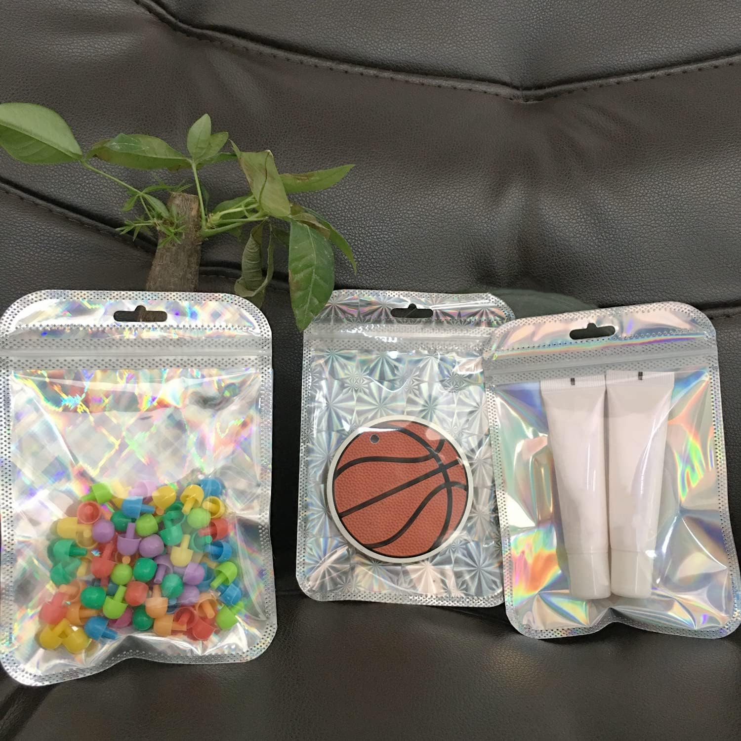 100 Pcs Holographic Resealable Packaging Bags for Small Business Supplies, Cute Small Color Smell Proof Bags Plastic Baggies for Lip Gloss Soap Party Food Storage 4x6inch - Image 6