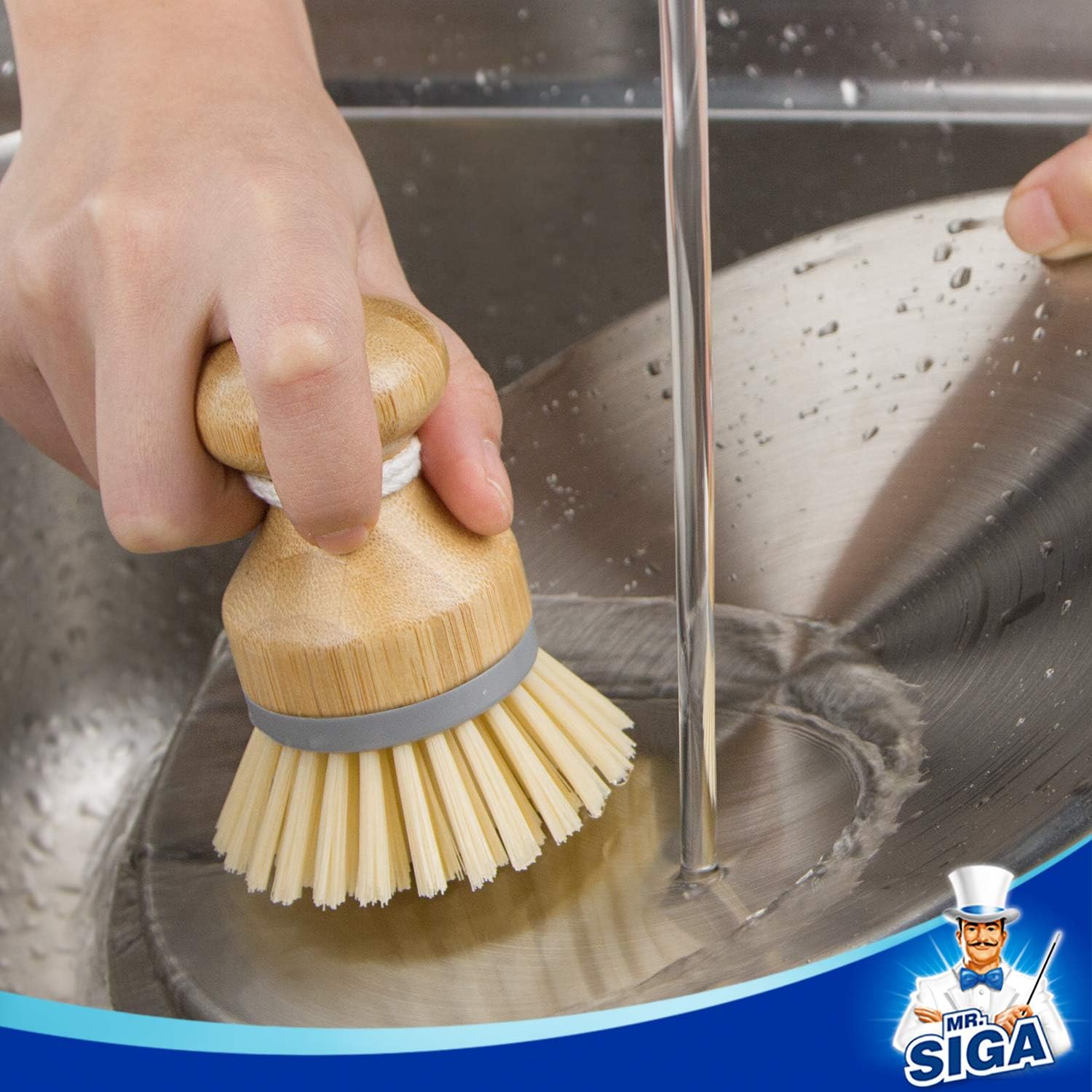 Bamboo Palm Brush, Scrub Brush for Dishes Pots Pans Kitchen Sink Cleaning, Pack of 2 - Image 4