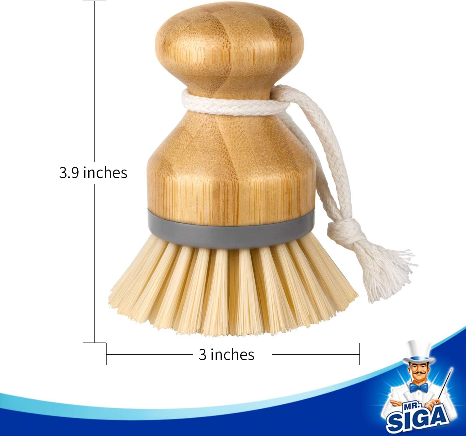 Bamboo Palm Brush, Scrub Brush for Dishes Pots Pans Kitchen Sink Cleaning, Pack of 2 - Image 7