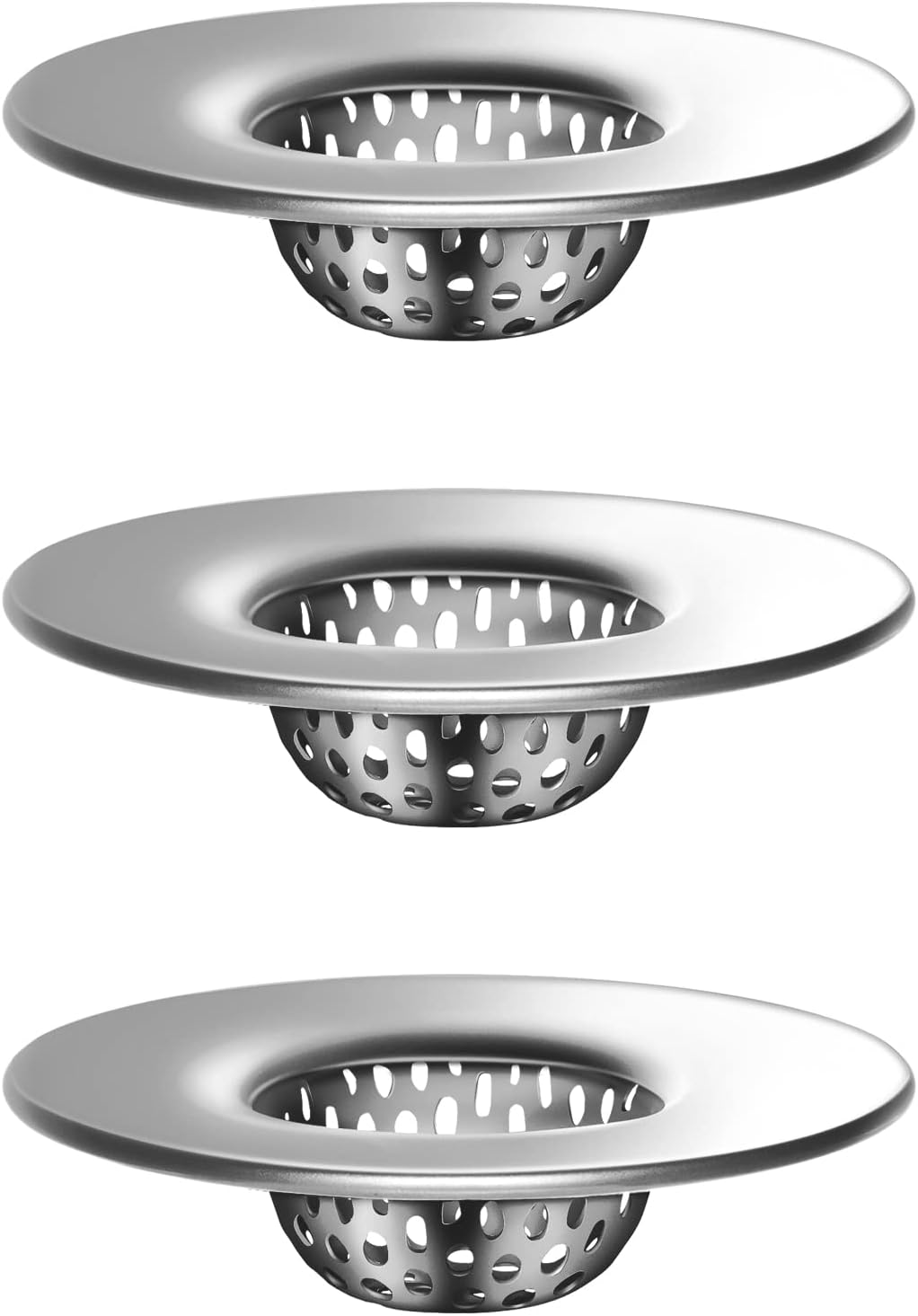 Bathroom Sink Strainer, Utility, Slop, Bathtub Lavatory Sink Drain Strainer Hair Catcher, Stainless Steel Shower Drain Strainer, Outer Diameter 2.1 inch, Inner Diameter 1 inch, 3 Pack - Image 1