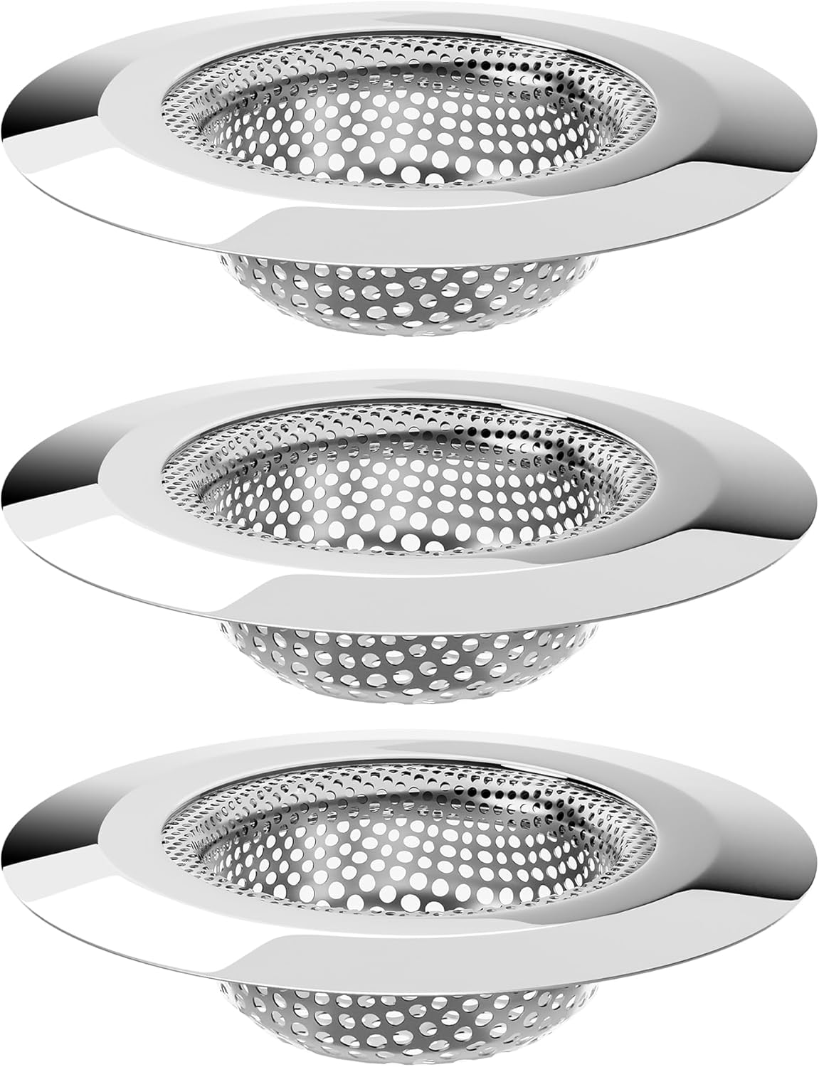 Bathtub Drain Strainer, Stainless Steel Shower Bathtub Drain Hair Catcher, Bathroom Sink Drain Strainer, 3 Pack - Image 1