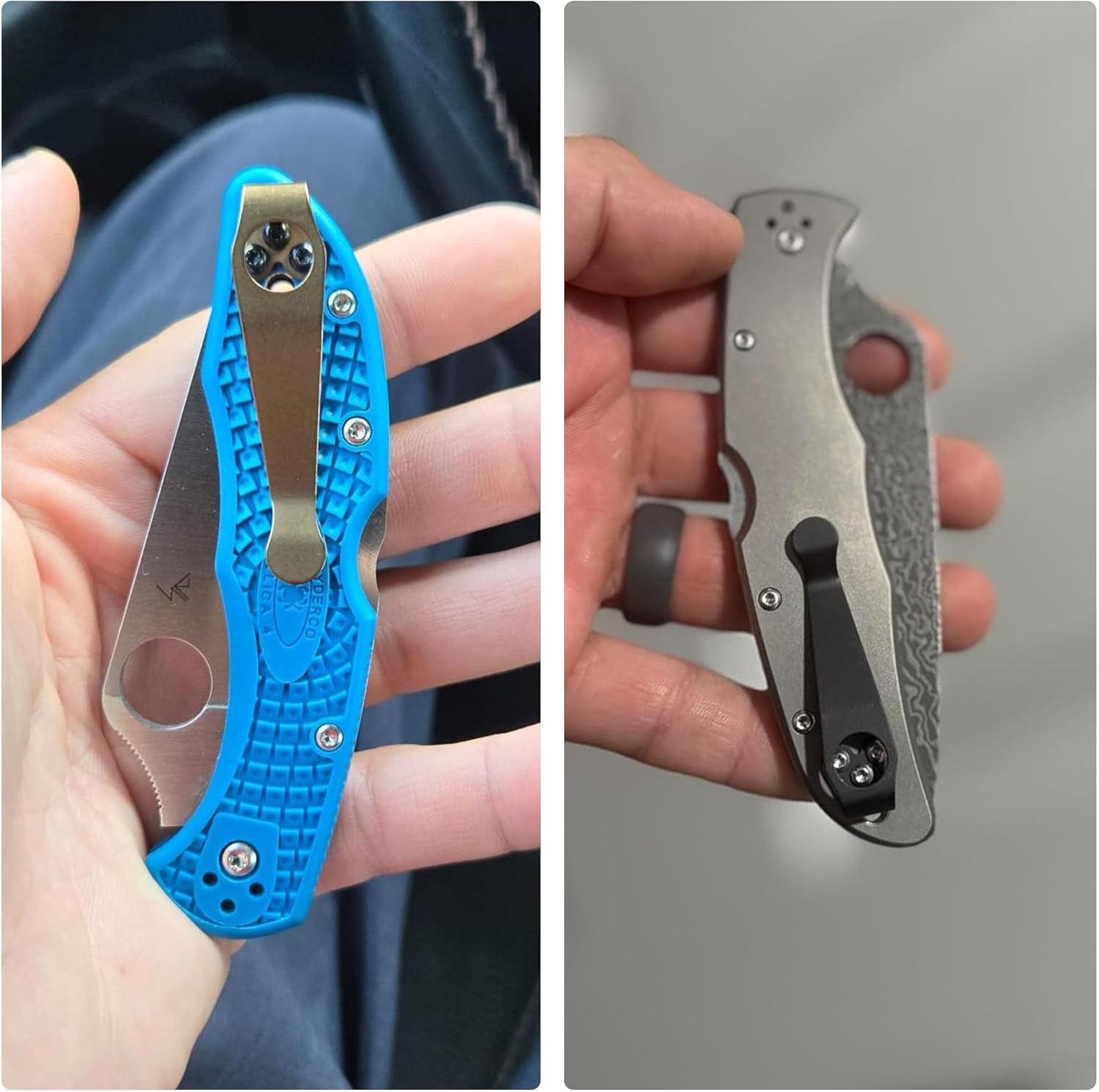 Titanium Deep Carry Pocket Clip for Spyderco Para 3, Paramilitary 2 and More Models Knives, Premium Custom-made Pocket Clip with 3 Pieces Screws, Black - Image 3