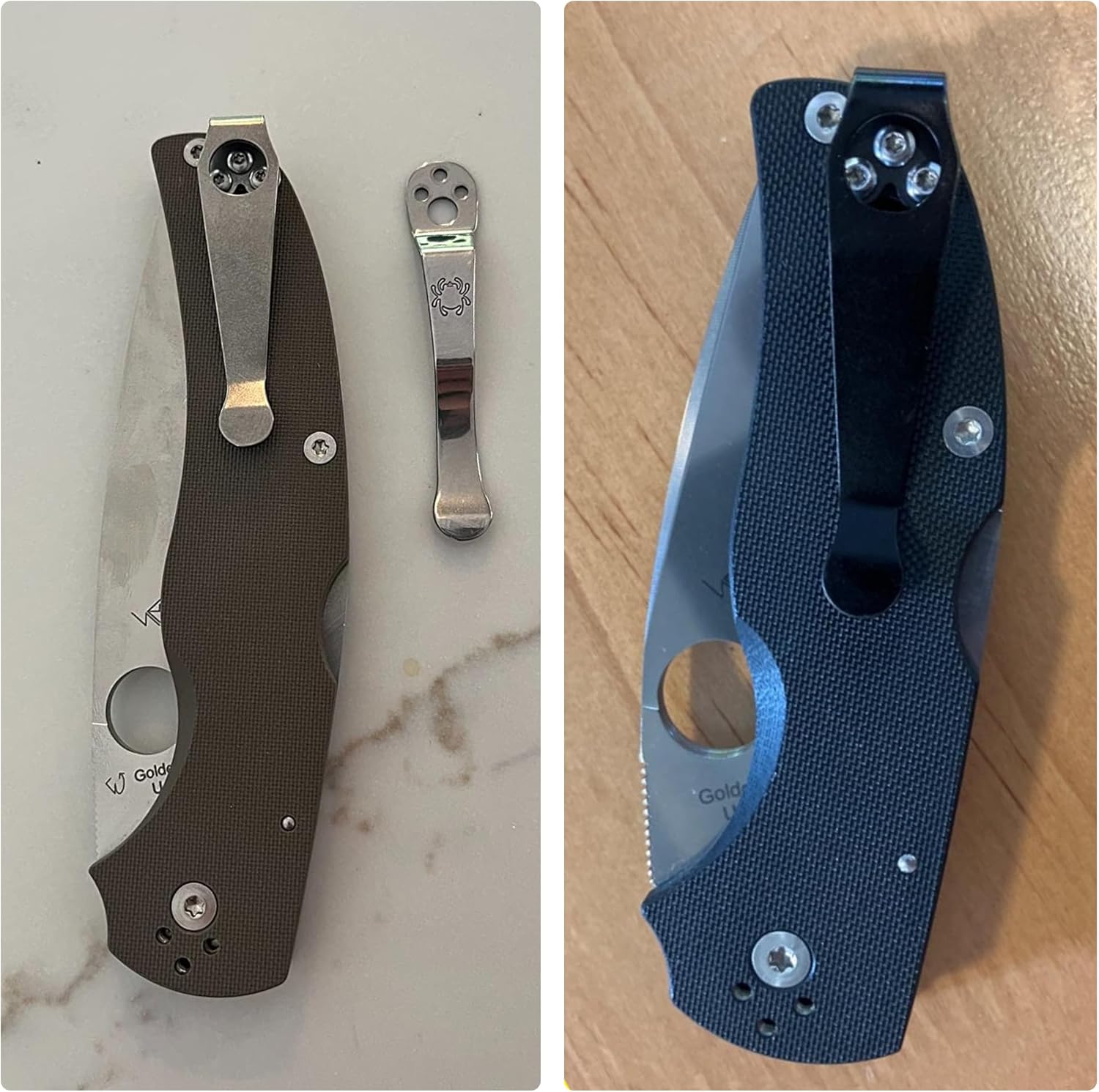 Titanium Deep Carry Pocket Clip for Spyderco Para 3, Paramilitary 2 and More Models Knives, Premium Custom-made Pocket Clip with 3 Pieces Screws, Black - Image 4