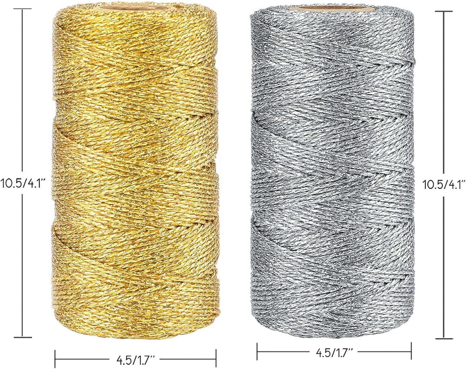 Gold Silver Twine String - 656Ft 1.5MM Christmas Twine String Metallic Gold and Silver Glitter Bakers Twines Strings for Crafts Ornament Gift Wrapping Christmas Holiday Home Decoration - Image 2