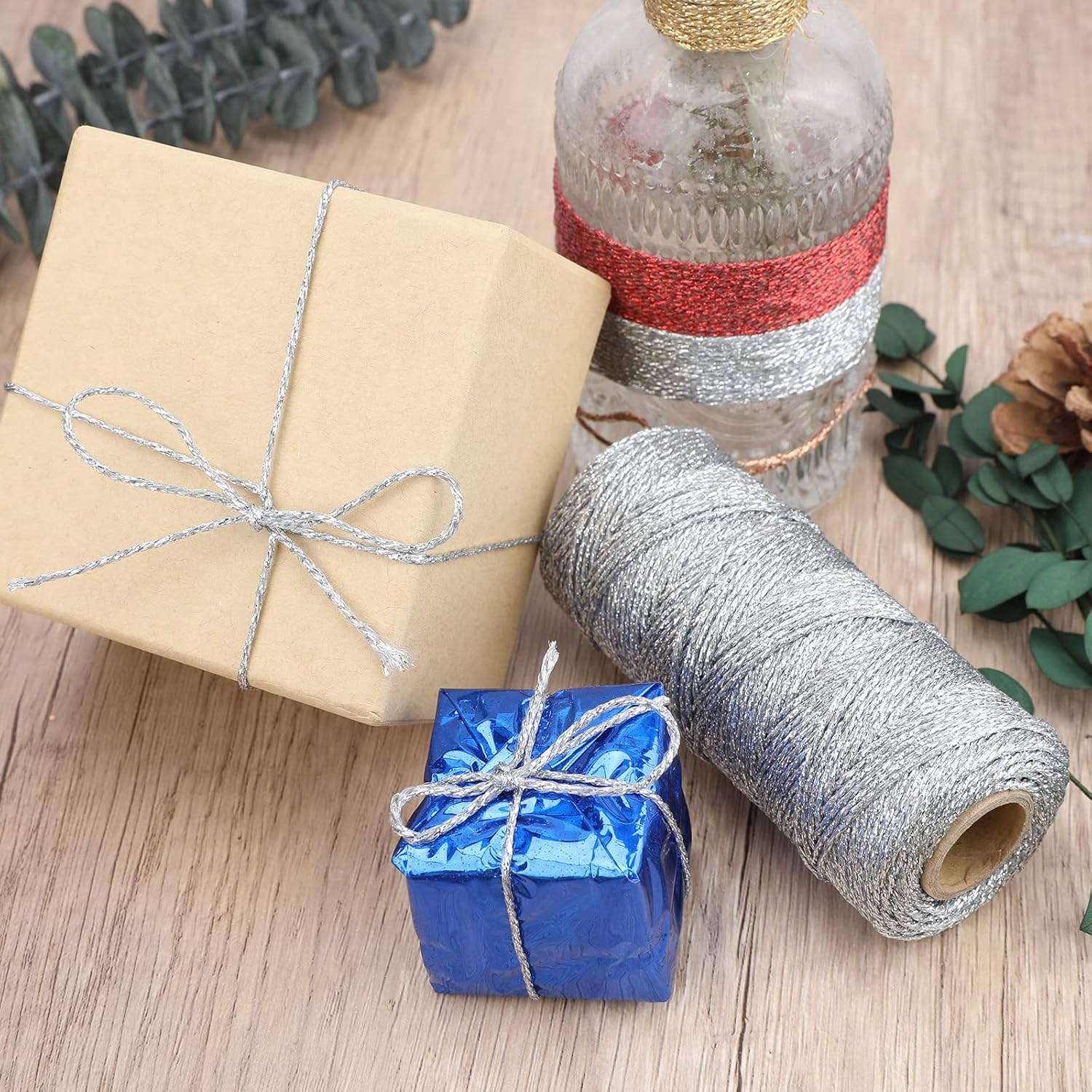 Gold Silver Twine String - 656Ft 1.5MM Christmas Twine String Metallic Gold and Silver Glitter Bakers Twines Strings for Crafts Ornament Gift Wrapping Christmas Holiday Home Decoration - Image 7