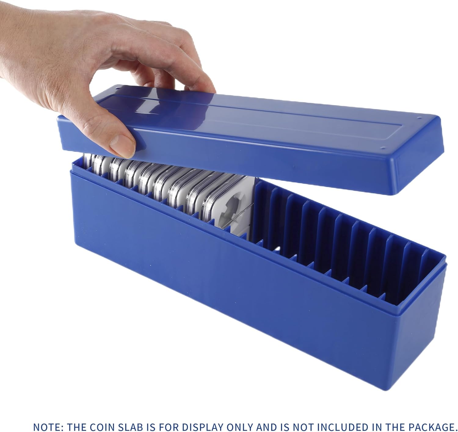 Plastic Coin Slab Storage Box, Coin Storage Box Case for NGC, PCGS, PMG, and Premier Coin Holders, Coin Holder Organizer Boxes with 20 Slots, Only Box, Blue - Image 5