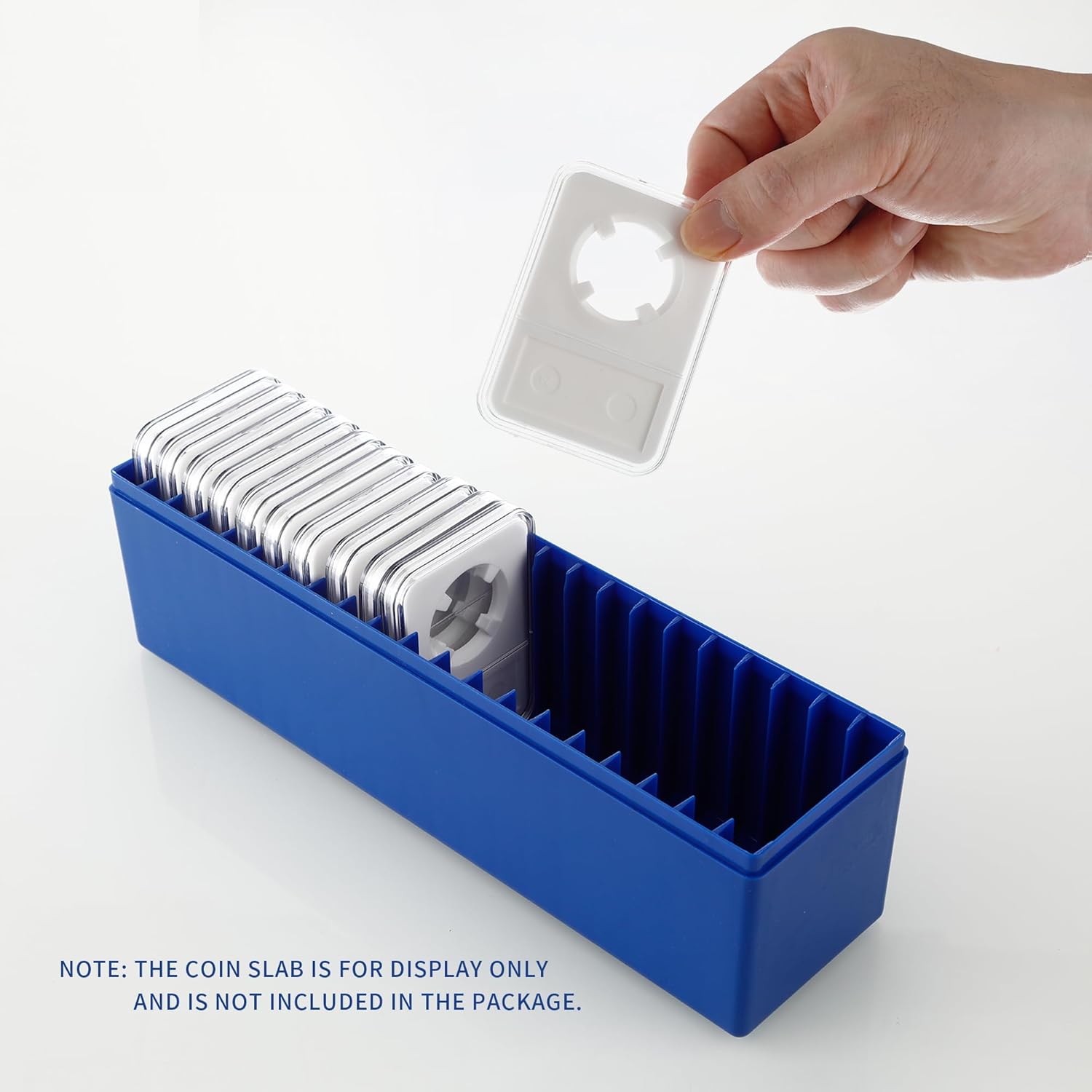Plastic Coin Slab Storage Box, Coin Storage Box Case for NGC, PCGS, PMG, and Premier Coin Holders, Coin Holder Organizer Boxes with 20 Slots, Only Box, Blue - Image 6