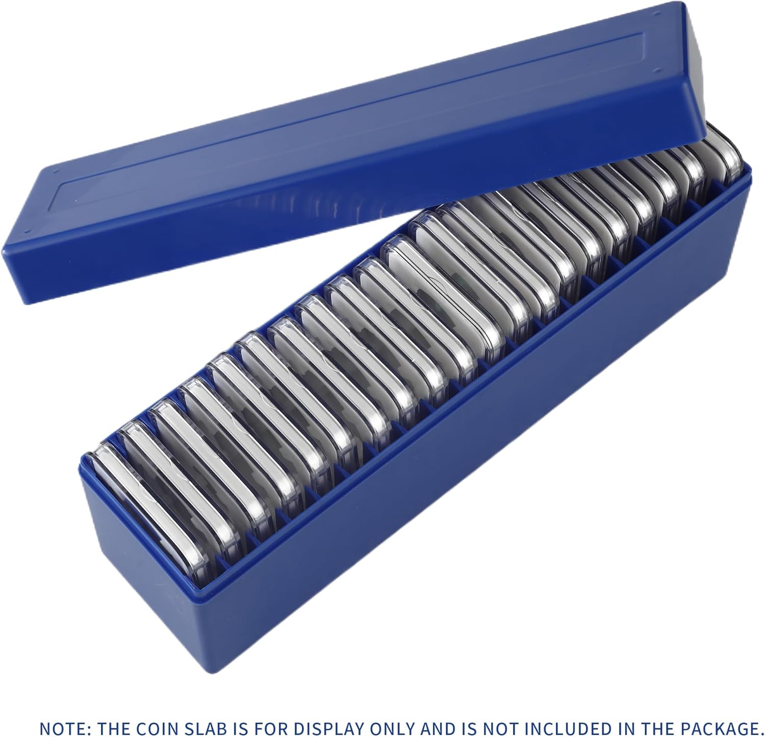 Plastic Coin Slab Storage Box, Coin Storage Box Case for NGC, PCGS, PMG, and Premier Coin Holders, Coin Holder Organizer Boxes with 20 Slots, Only Box, Blue - Image 7