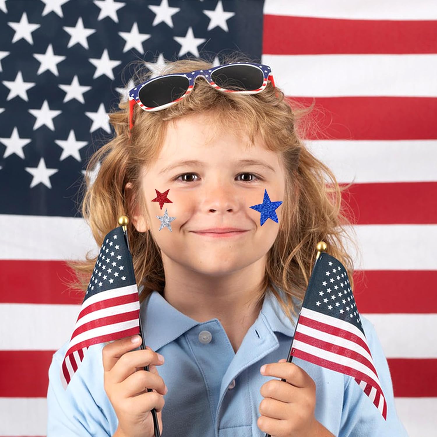 360Pcs Star Stickers - Red Blue Silver USA Patriotic Star Stickers Self Adhesive 4th of July Sticker Glitter Foam Stars Shaped Sticker for Kids Reward Art Craft Memorial Independence Day Decor - Image 4