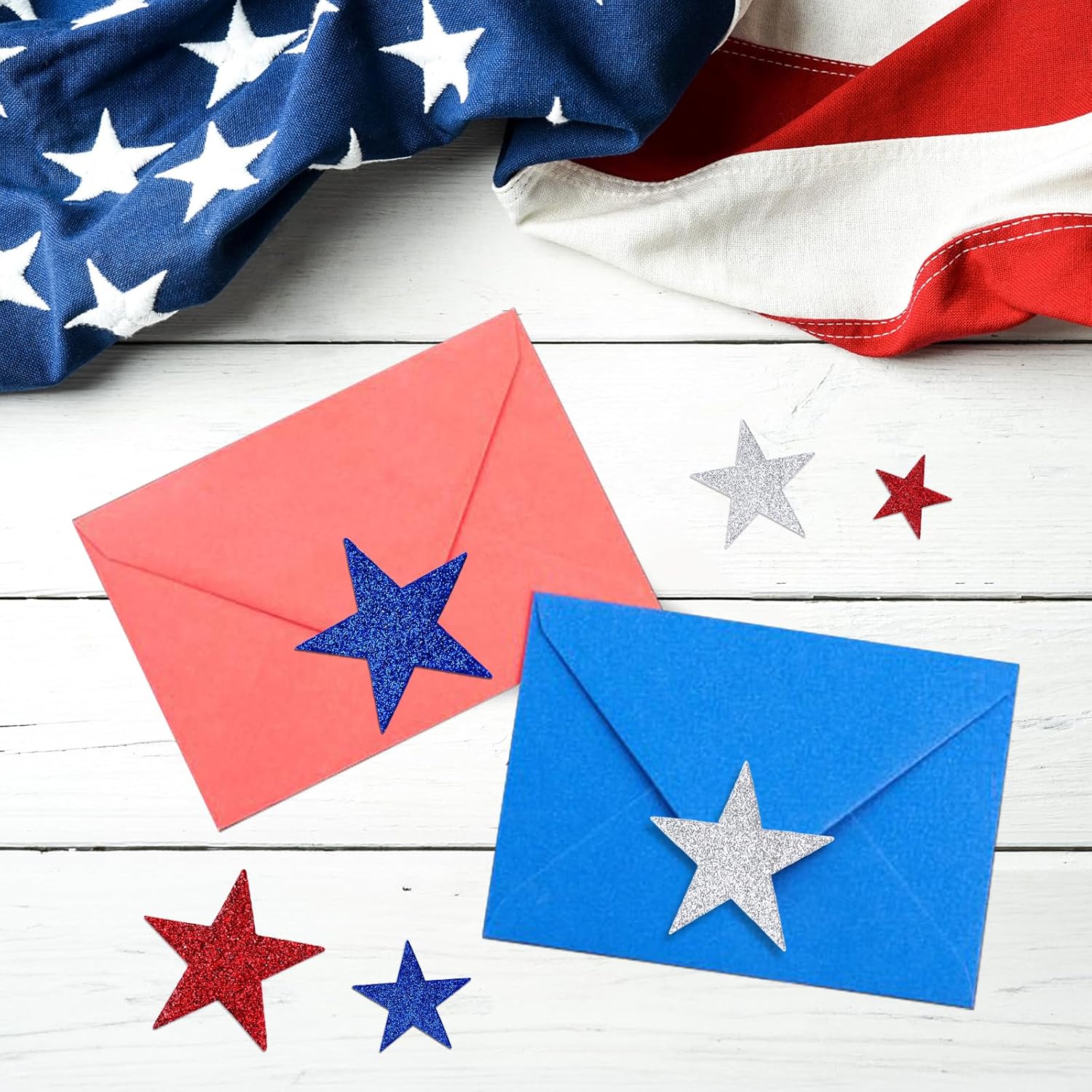 360Pcs Star Stickers - Red Blue Silver USA Patriotic Star Stickers Self Adhesive 4th of July Sticker Glitter Foam Stars Shaped Sticker for Kids Reward Art Craft Memorial Independence Day Decor - Image 7