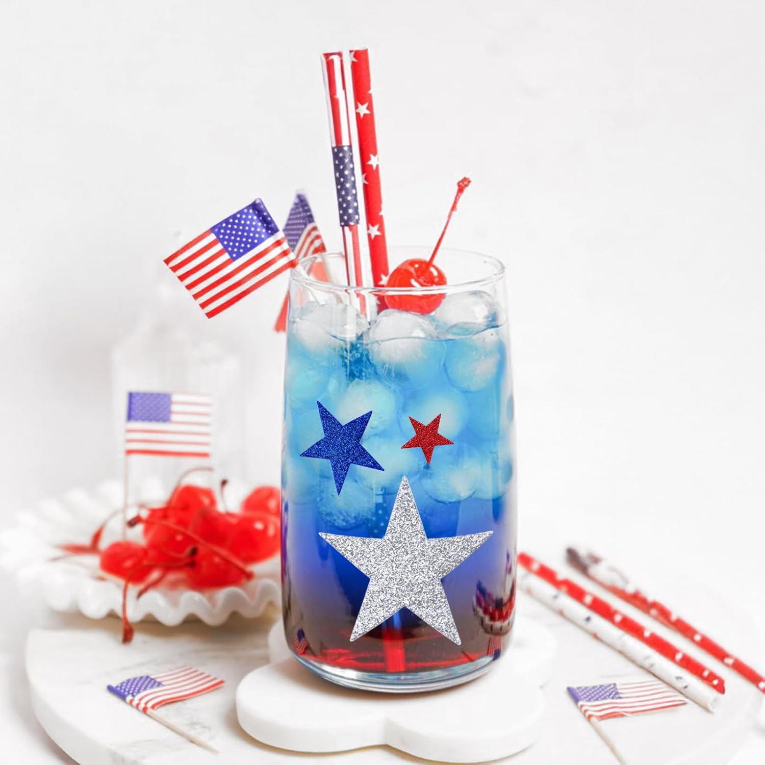 360Pcs Star Stickers - Red Blue Silver USA Patriotic Star Stickers Self Adhesive 4th of July Sticker Glitter Foam Stars Shaped Sticker for Kids Reward Art Craft Memorial Independence Day Decor - Image 8