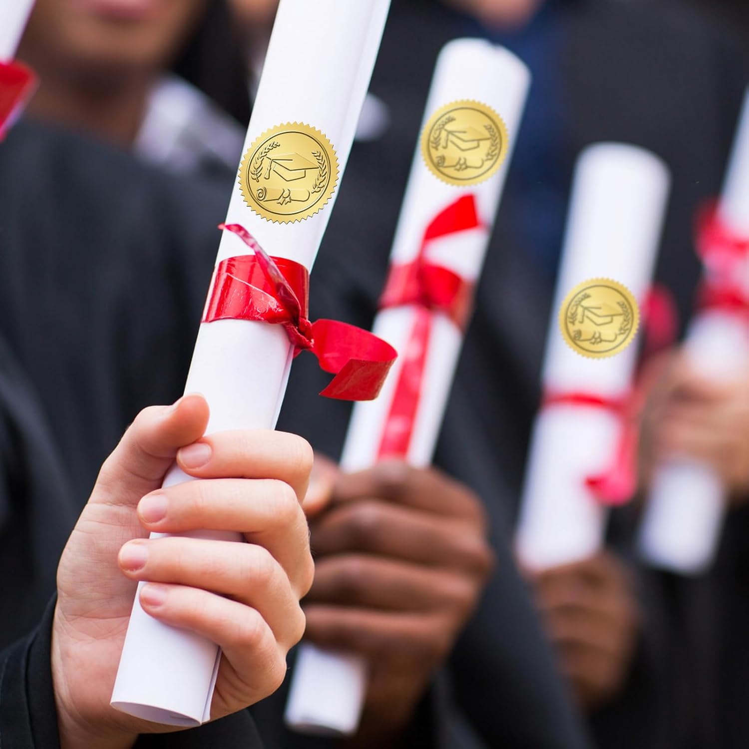 300Pcs Graduation Stickers 2026 - Gold Foil Embossed Graduation Cap Hat Stickers 1.5In Class of 2026 Stickers Self-Adhesive Graduation Envelope Seal Sticker for Certificate Envelope Card Party - Image 6
