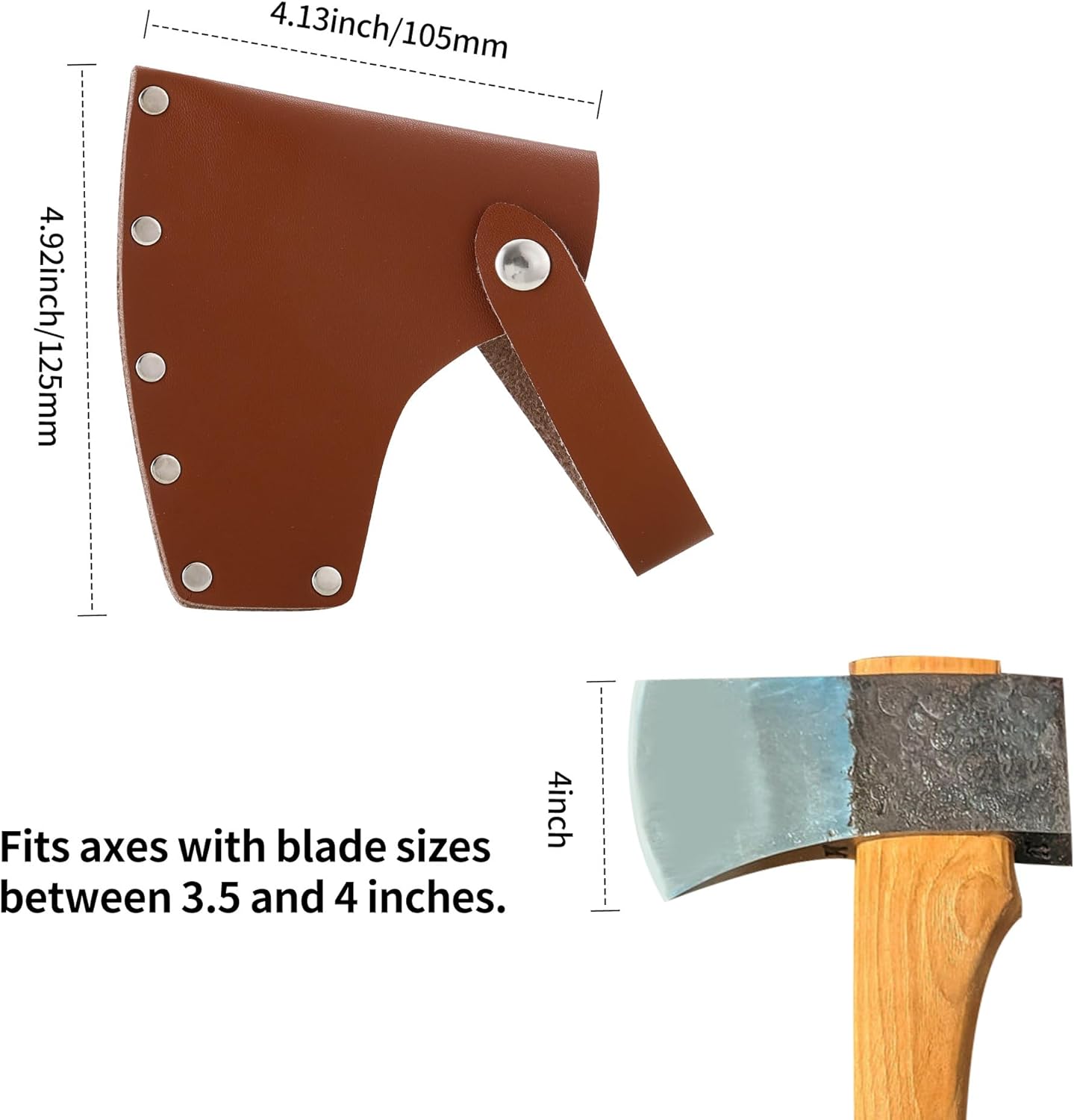 Leather Axe Sheath, Adjustable Hatchet Head Sheath, Durable Hatchet Blade Protector Case Cover Great Camping Accessories for Lumberjack Outdoors Work Essentials, Brown - Image 3