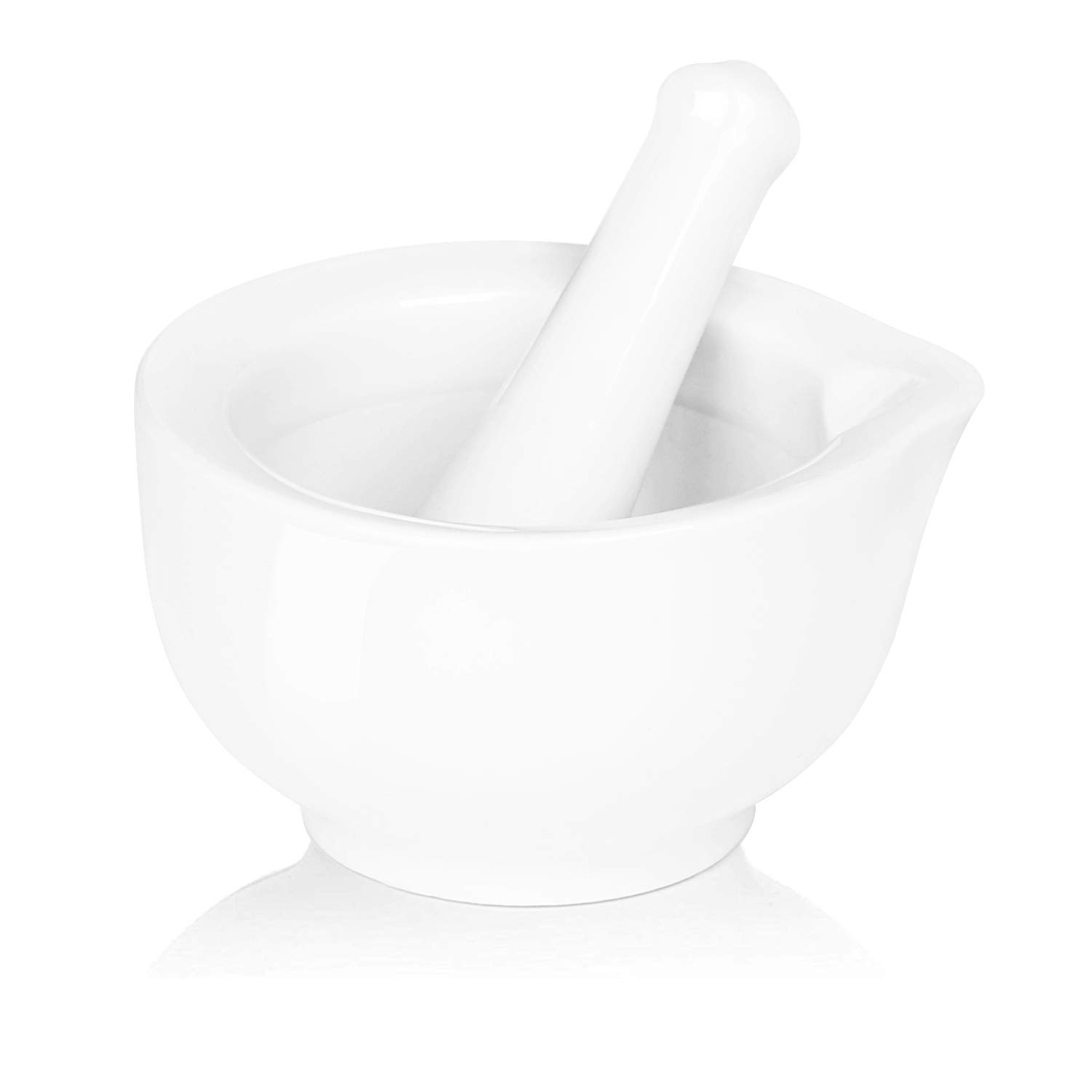 Porcelain Small Mortar and Pestle, Ceramic Herb Grinder Pill Crusher Set, 3.3 inch White - Image 1