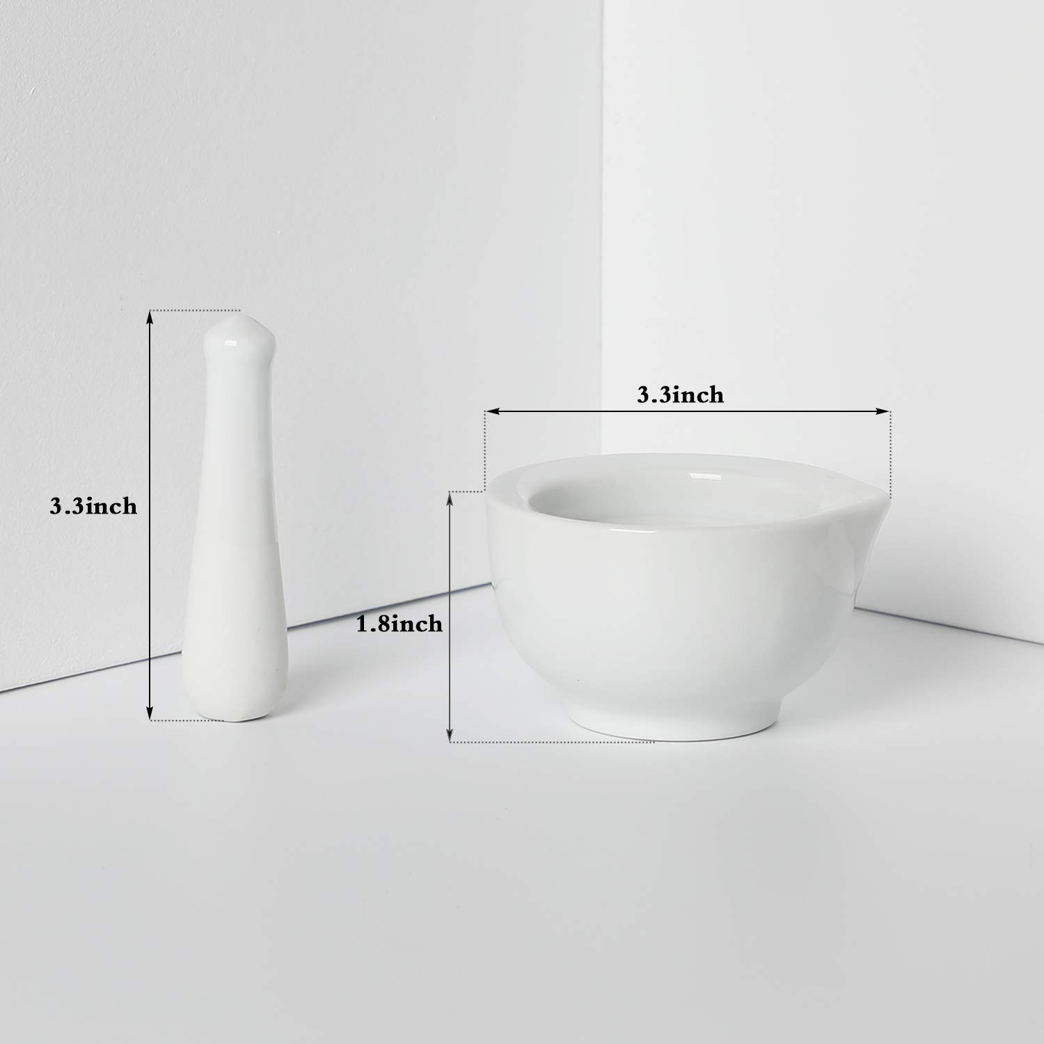 Porcelain Small Mortar and Pestle, Ceramic Herb Grinder Pill Crusher Set, 3.3 inch White - Image 3