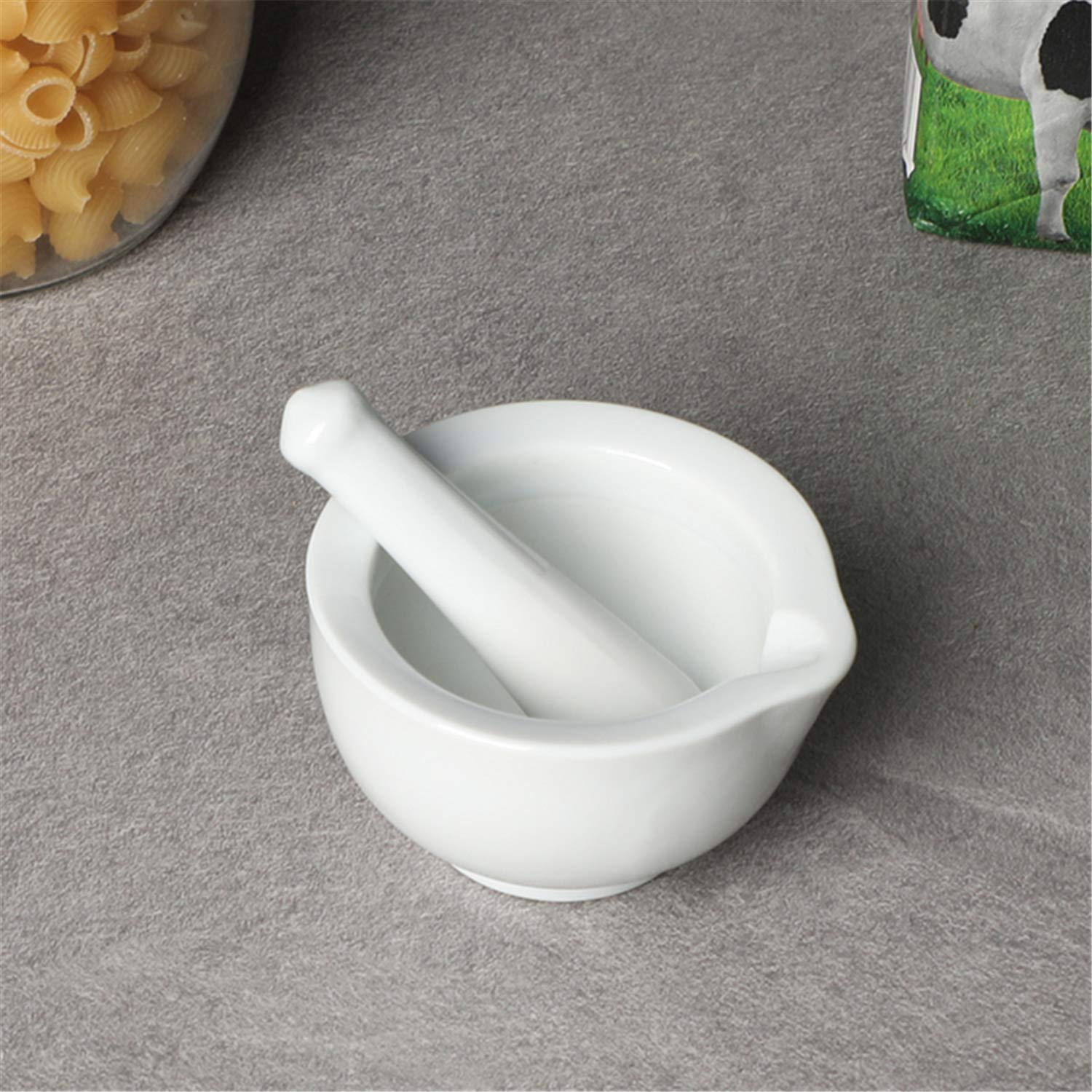 Porcelain Small Mortar and Pestle, Ceramic Herb Grinder Pill Crusher Set, 3.3 inch White - Image 4