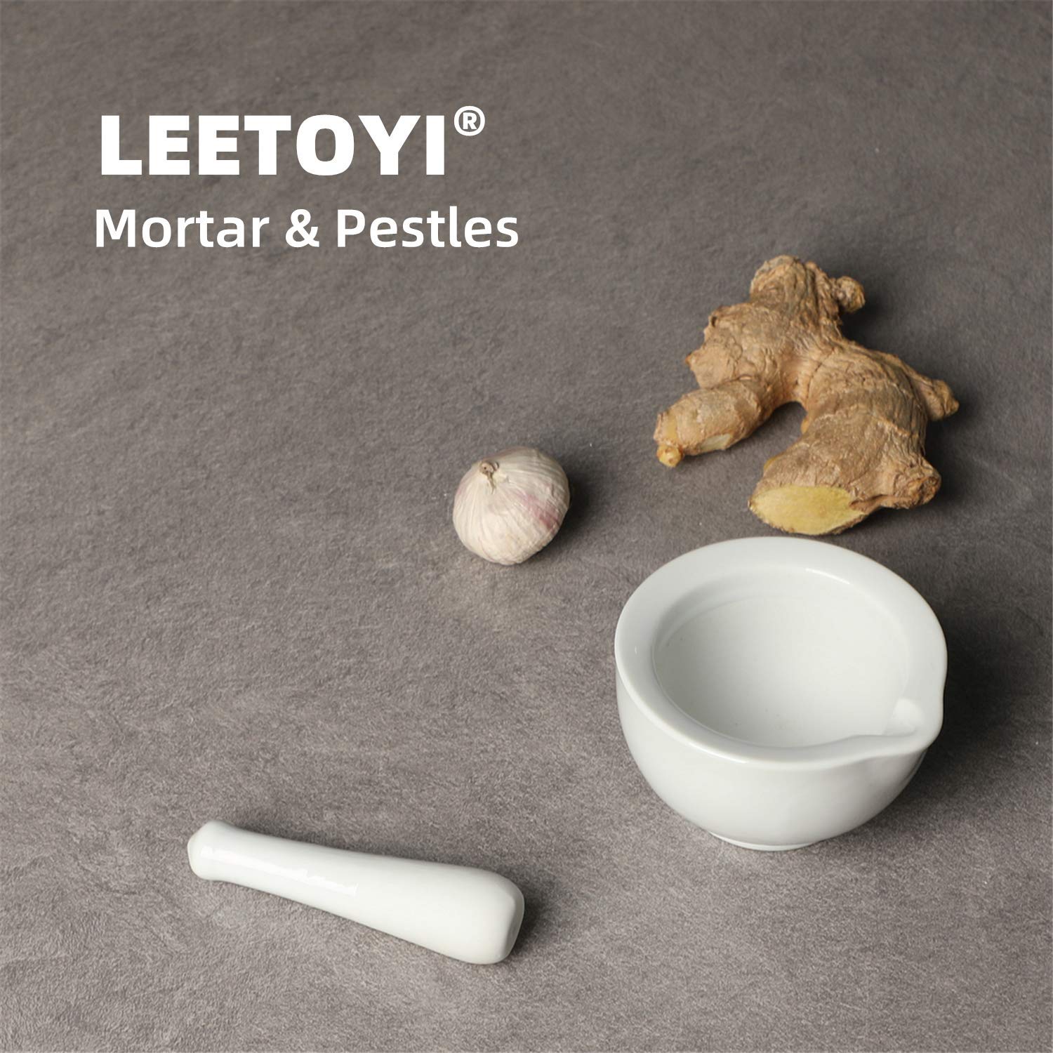Porcelain Small Mortar and Pestle, Ceramic Herb Grinder Pill Crusher Set, 3.3 inch White - Image 6
