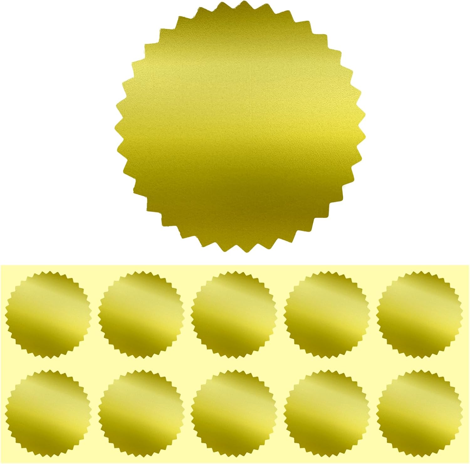 Embossing Stickers,200Pcs 2'' Gold Foil Seals Stickers for Certificates,Self-Adhesive Envelope Seal Label Sticker with Serrated Edge,Blank Embosser Stamp Sticker for Book Invitation Notary Seal - Image 1
