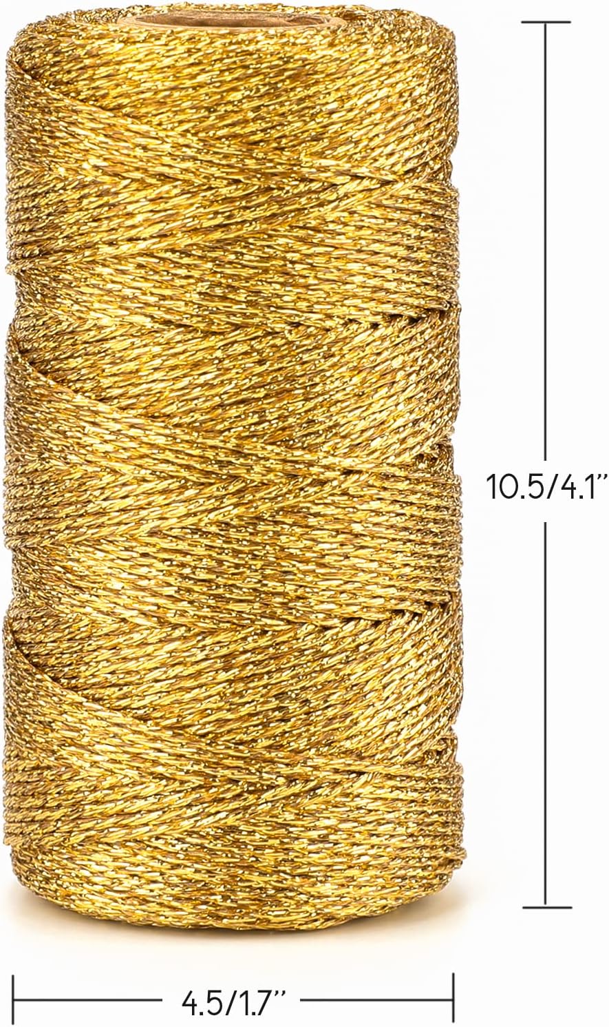 328 Feet Gold String Twine - 1.5mm Metallic Ornament Thread Gift Wrapping - Inelastic Macrame Glitter Gold Cord for Gift Wrapping, DIY Crafts, Bracelets - Image 5
