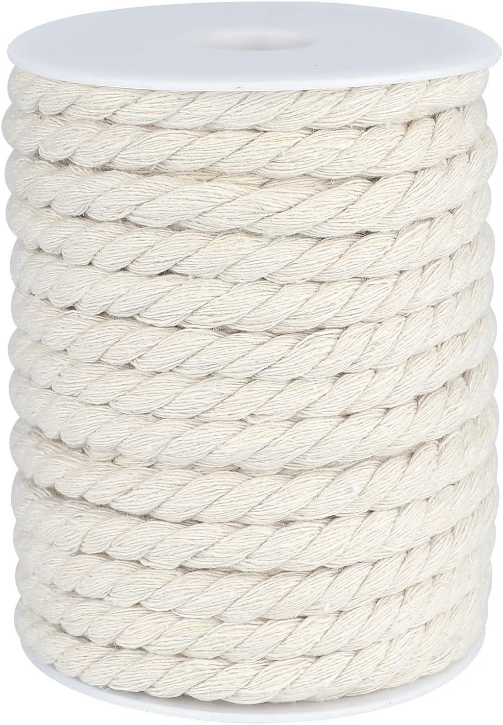 1/3 Inch Nautical Cotton Rope Crafts, 8mm x 65Feet Clothes line Rope for Outdoor,3 Ply White Rope Cord Unbleached Rope, Macrame Cord Rope for Clothesline, Baskets, Hangings Pots, Pet, Toys - Image 1