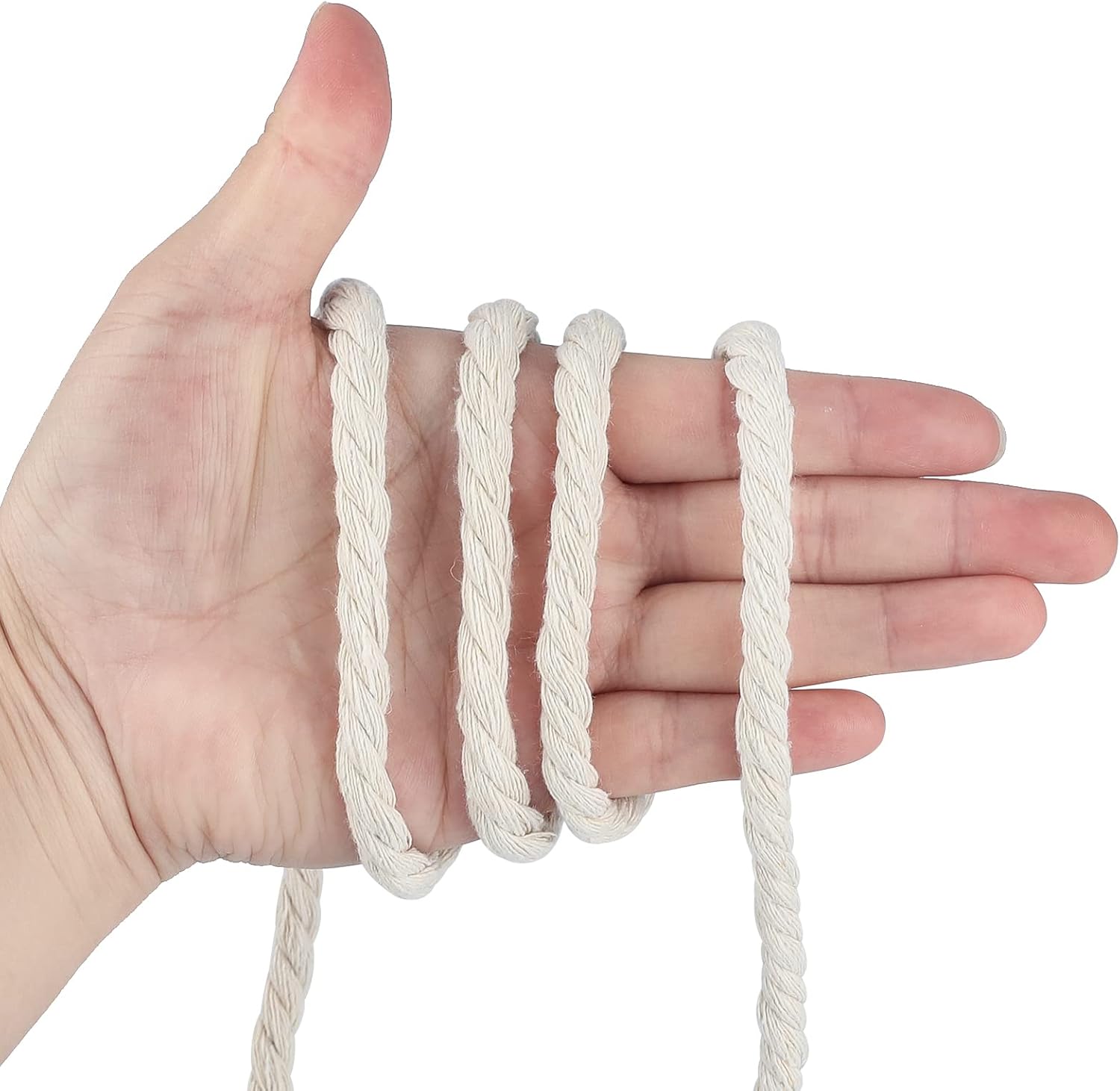 1/3 Inch Nautical Cotton Rope Crafts, 8mm x 65Feet Clothes line Rope for Outdoor,3 Ply White Rope Cord Unbleached Rope, Macrame Cord Rope for Clothesline, Baskets, Hangings Pots, Pet, Toys - Image 3