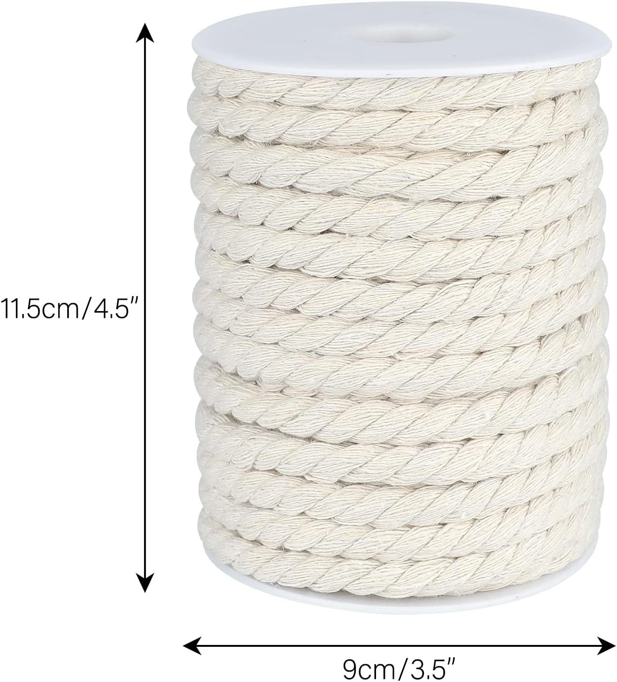 1/3 Inch Nautical Cotton Rope Crafts, 8mm x 65Feet Clothes line Rope for Outdoor,3 Ply White Rope Cord Unbleached Rope, Macrame Cord Rope for Clothesline, Baskets, Hangings Pots, Pet, Toys - Image 5