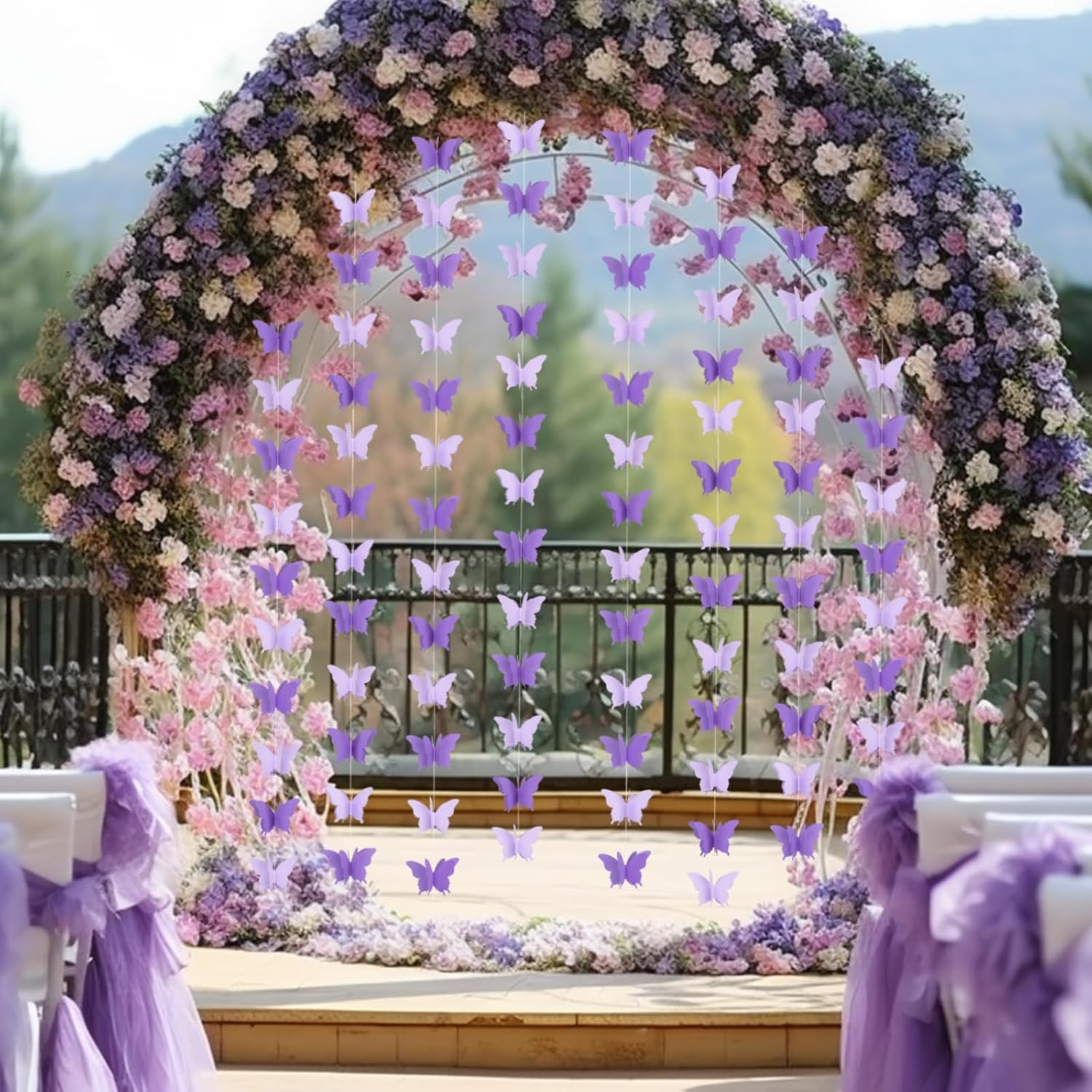 Butterfly Hanging Garlands - 3D Purple Paper Butterflies, 4 Packs - Birthday Decorations for Baby Showers, Home Decor, Weddings & Parties (39ft) - Image 3