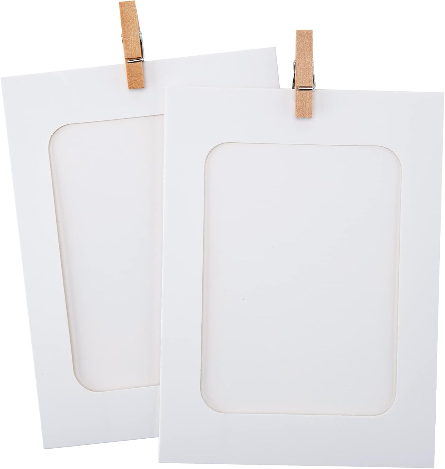 20Pcs Paper Photo Frames, 4x6Inch White Picture Display Holders, Cardborad Picture Frames with String and Clips, DIY Graduation Photo Hanging Banner for Home, Classroom, Offices - Image 2