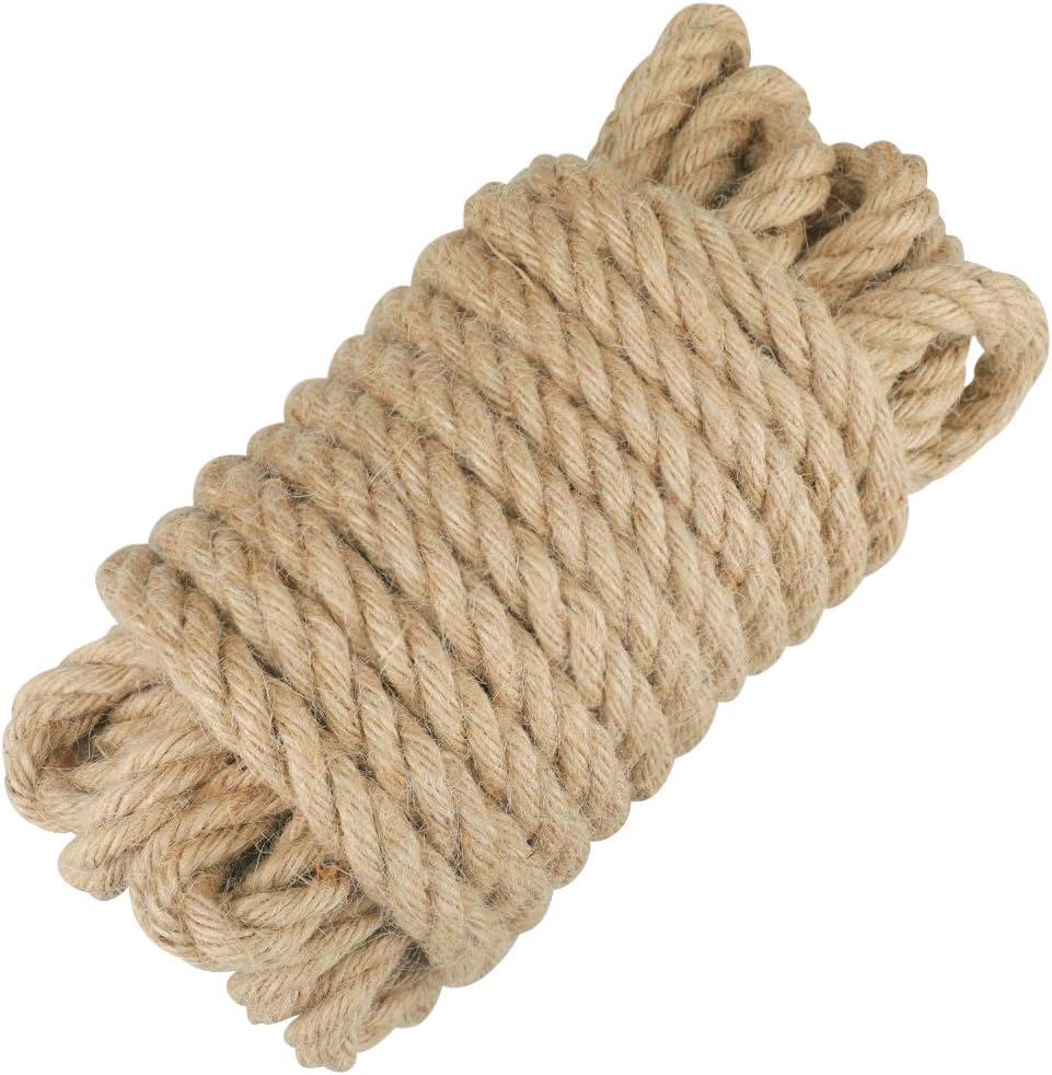 Jute Rope - 1/2 inch, 33 Feet x 12mm Thick, Heavy Duty Strong, Natural, for Crafts, Cat Scratching Post, Bundling, Hanging, Decorative - Image 1