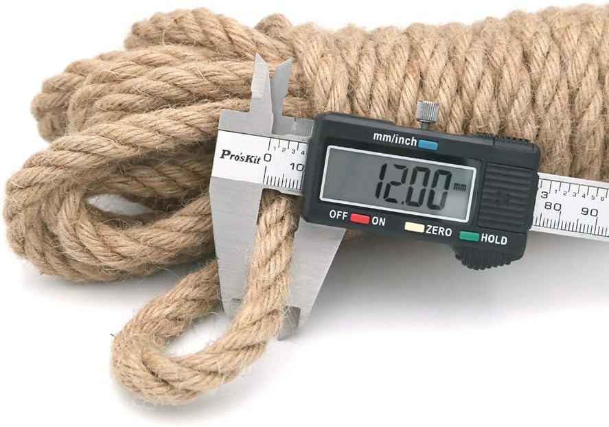 Jute Rope - 1/2 inch, 33 Feet x 12mm Thick, Heavy Duty Strong, Natural, for Crafts, Cat Scratching Post, Bundling, Hanging, Decorative - Image 2