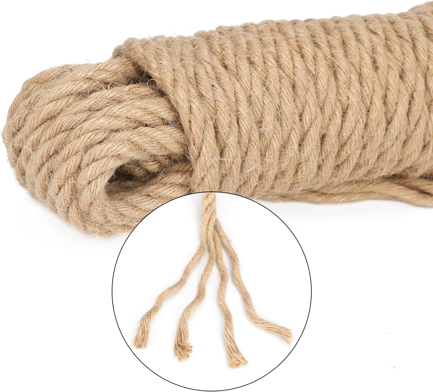 Jute Rope - 1/2 inch, 33 Feet x 12mm Thick, Heavy Duty Strong, Natural, for Crafts, Cat Scratching Post, Bundling, Hanging, Decorative - Image 3