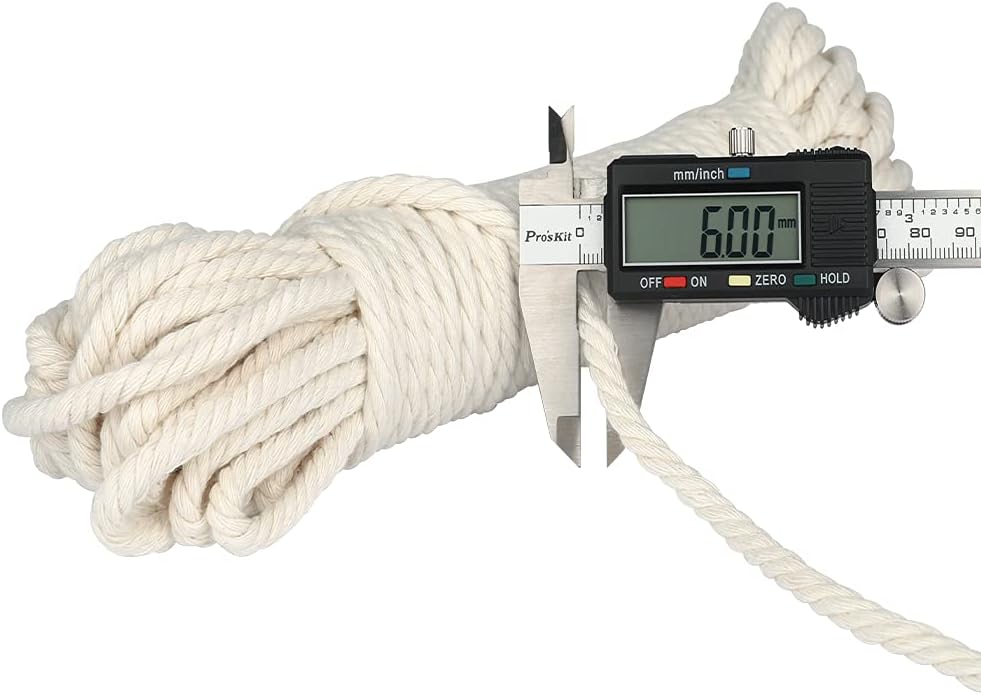 1/4Inch Cotton Rope - 6mm x 65Ft White Macrame Cord, 4Ply Clothesline Ropes for DIY Crafts, Outdoor, Nautical, Toys - Image 2