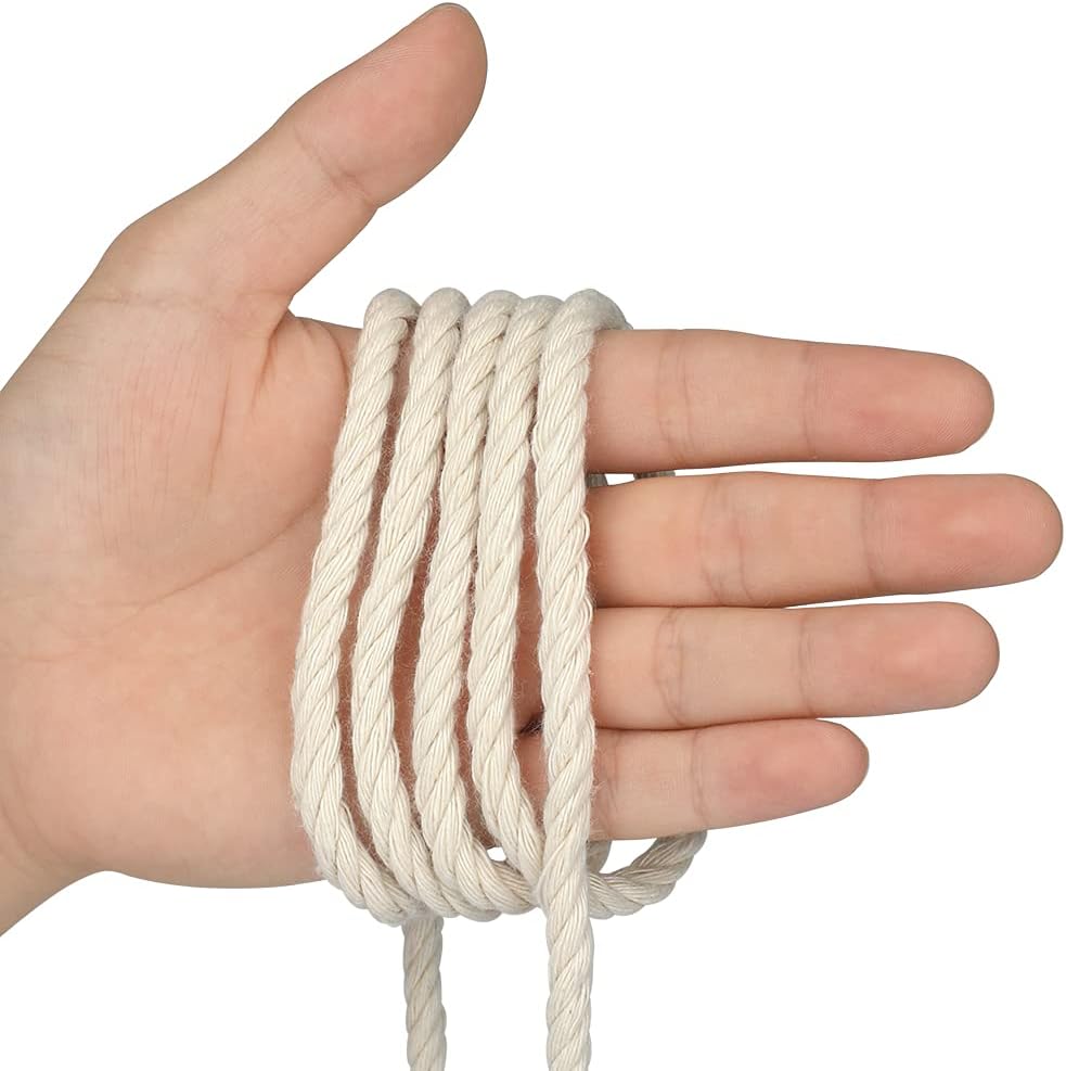 1/4Inch Cotton Rope - 6mm x 65Ft White Macrame Cord, 4Ply Clothesline Ropes for DIY Crafts, Outdoor, Nautical, Toys - Image 3