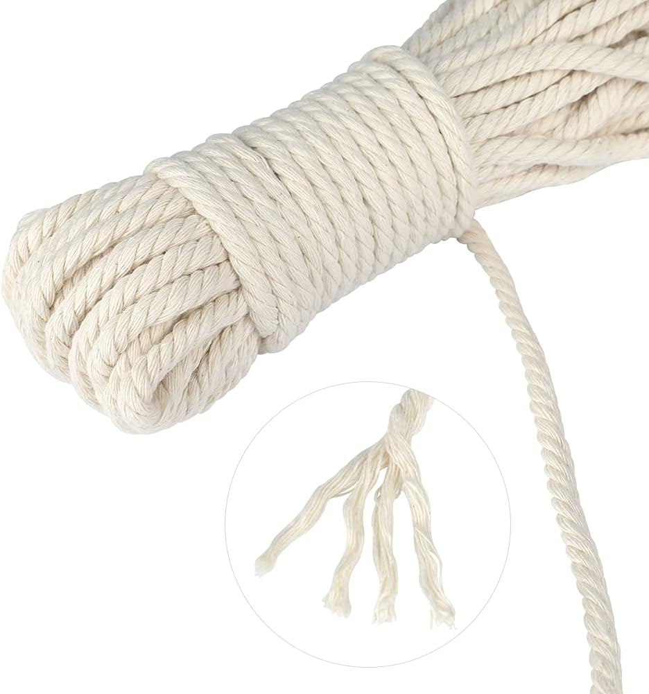1/4Inch Cotton Rope - 6mm x 65Ft White Macrame Cord, 4Ply Clothesline Ropes for DIY Crafts, Outdoor, Nautical, Toys - Image 4