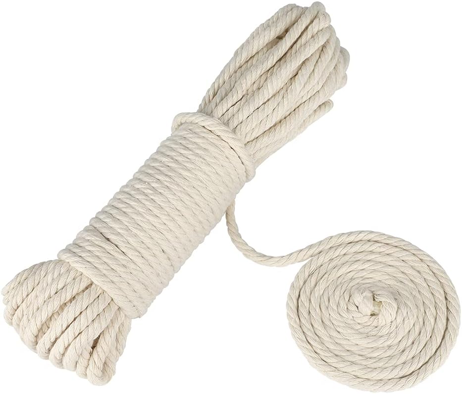 1/4Inch Cotton Rope - 6mm x 65Ft White Macrame Cord, 4Ply Clothesline Ropes for DIY Crafts, Outdoor, Nautical, Toys - Image 5