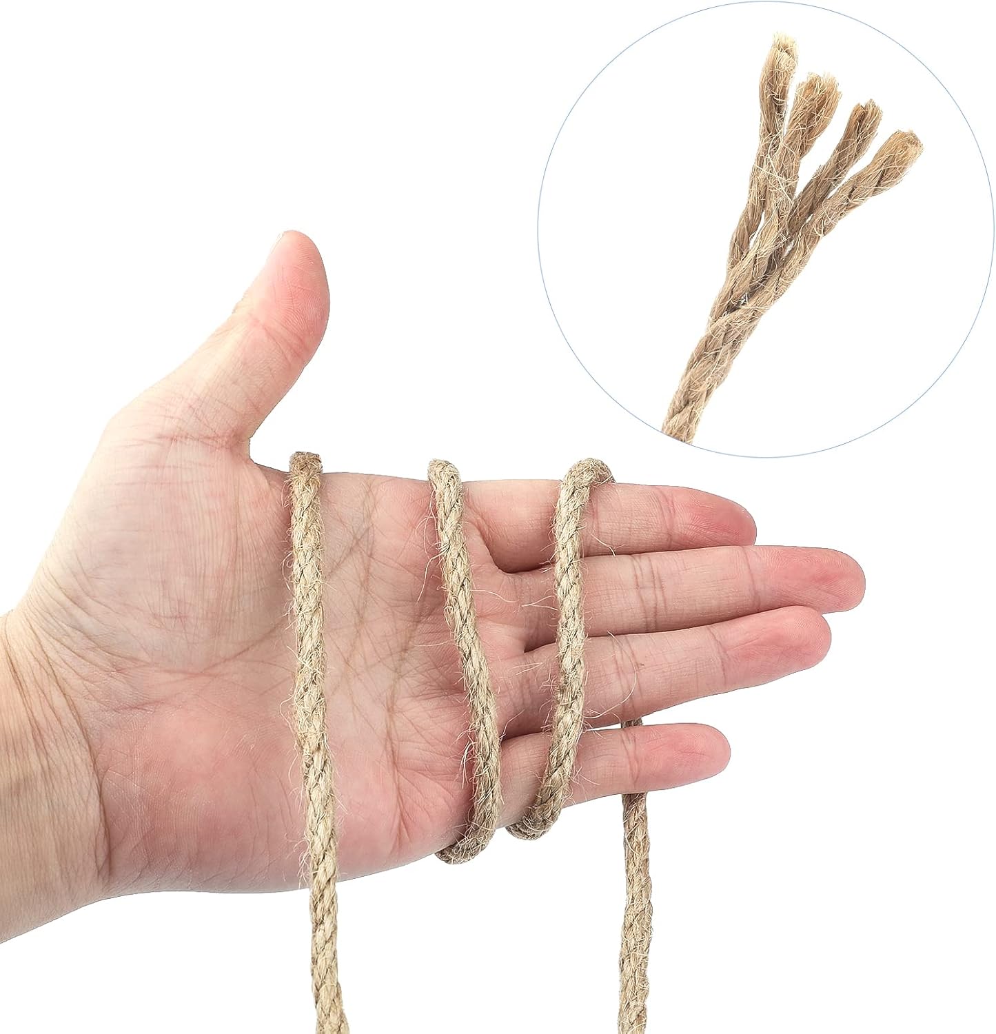Jute Rope 1/4 Inch, 100 Feet Natural Twine, Strong Hemp, Brown Thick 6mm Heavy Duty for Crafts, Cat Scratching Post, Gardening, Bundling, Climbing Plants - Image 3