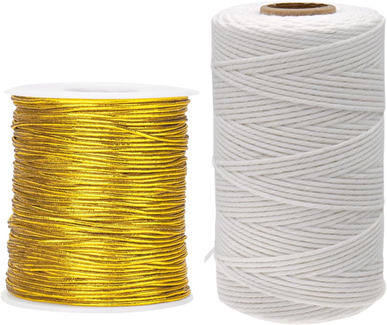 White Twine String and Gold Elastic Cord - Image 1
