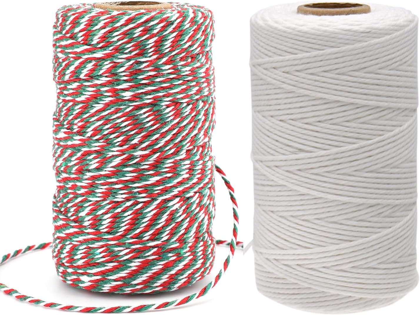 White Twine String and Red Green and White Bakers Twine String - Image 1