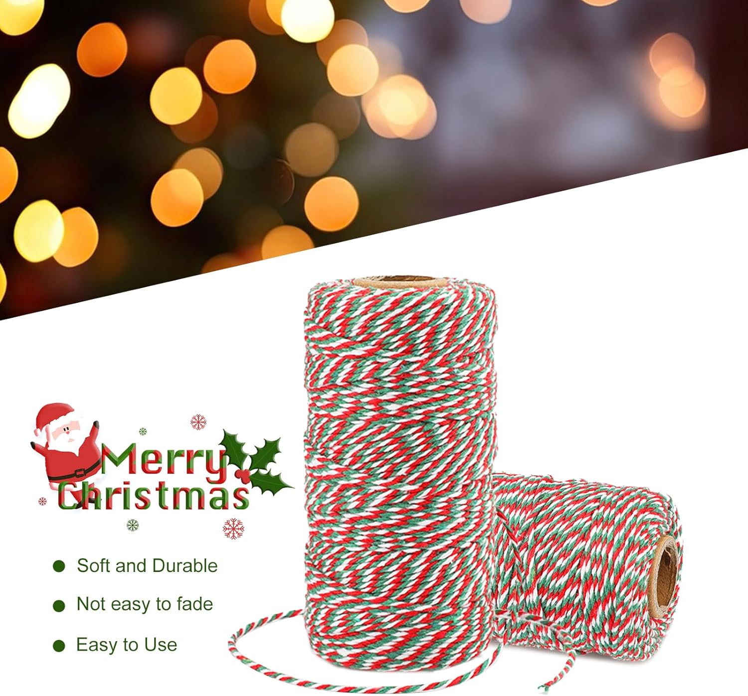 White Twine String and Red Green and White Bakers Twine String - Image 3