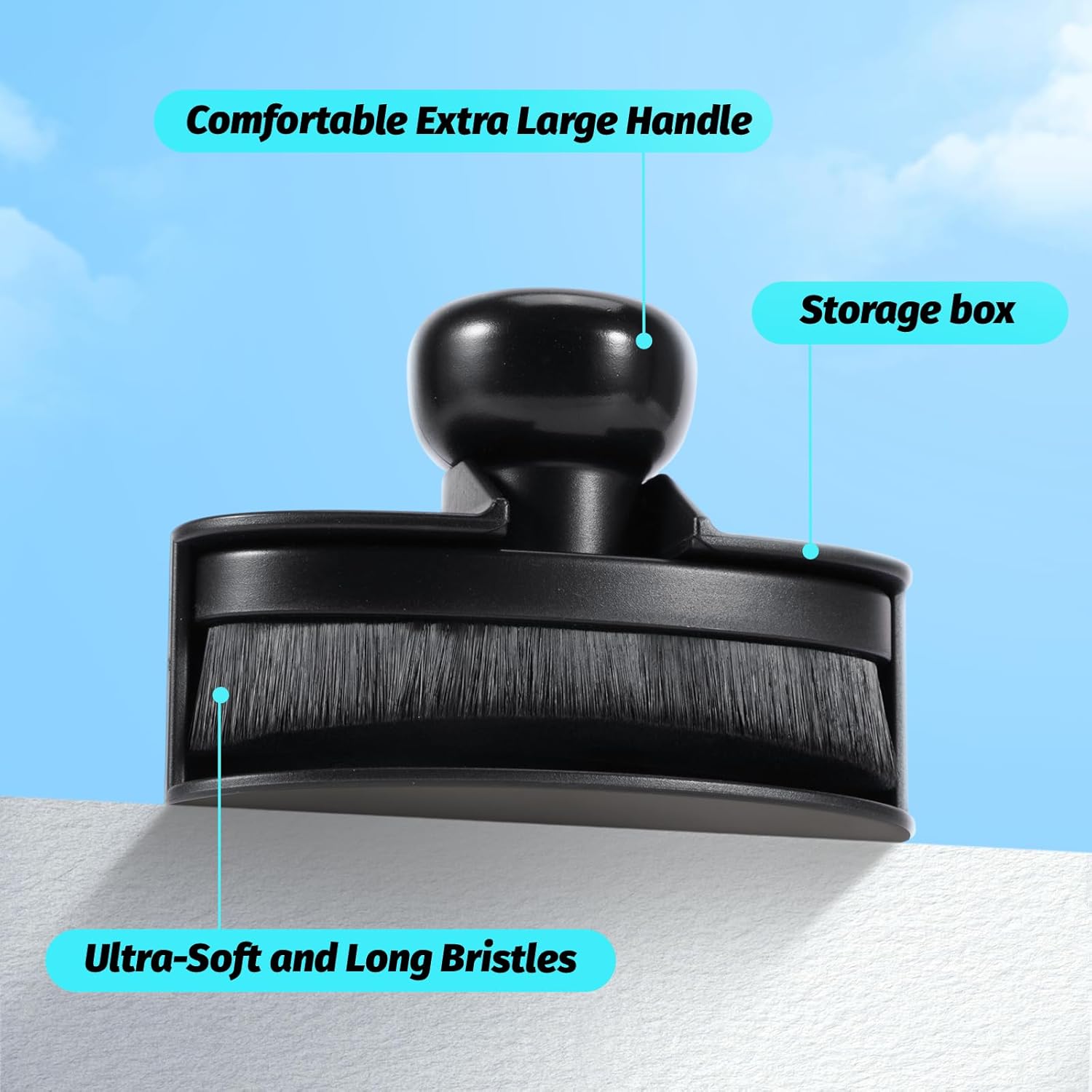 Tire Shine Brush - Curved Brush Head & Large 3.8'' Tire Dressing Applicator with Storage Stand for Automotive Detailing, Car Enthusiasts, DIY Users (Vegan, Washable, Black) - Image 3