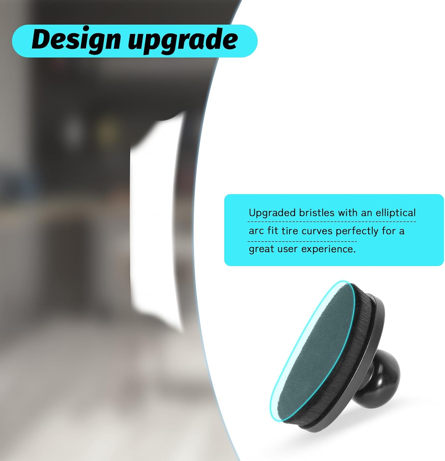 Tire Shine Brush - Curved Brush Head & Large 3.8'' Tire Dressing Applicator with Storage Stand for Automotive Detailing, Car Enthusiasts, DIY Users (Vegan, Washable, Black) - Image 5