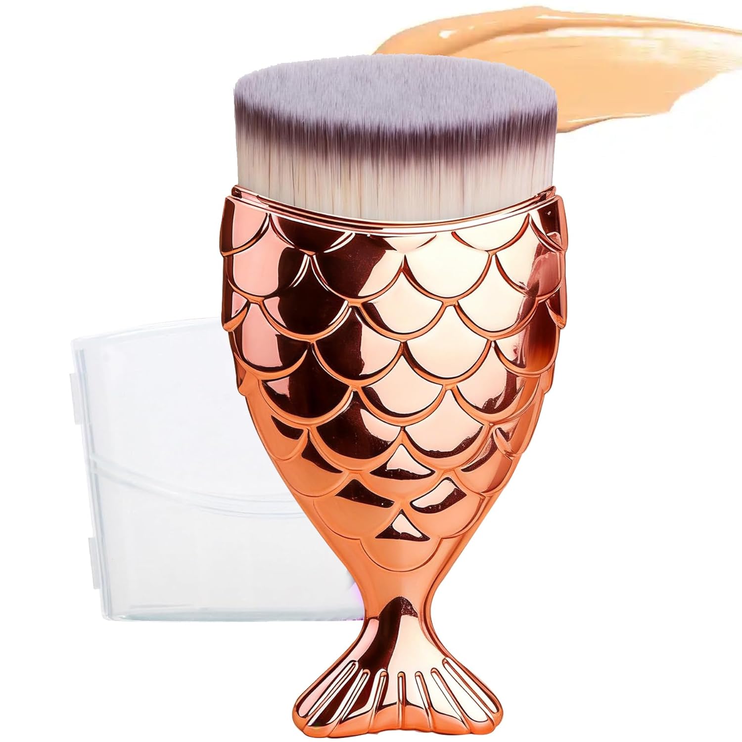 Kabuki Makeup Brush for Sunscreen & Liquid Foundation - Face Brush for Kids & Adults, Powder Cream Contour Applicator with Blending Buffing Stippling - Rose Gold - Image 1