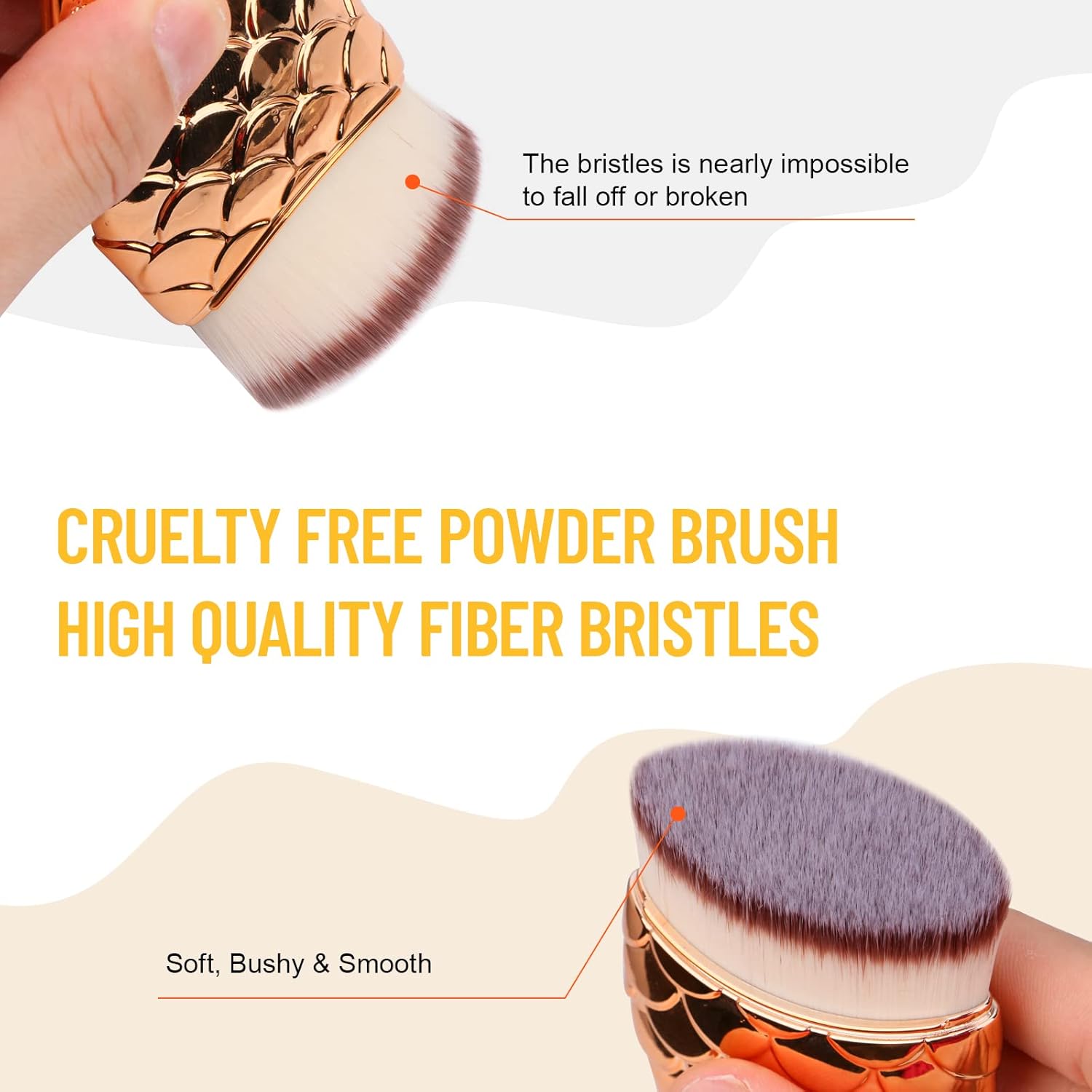 Kabuki Makeup Brush for Sunscreen & Liquid Foundation - Face Brush for Kids & Adults, Powder Cream Contour Applicator with Blending Buffing Stippling - Rose Gold - Image 3