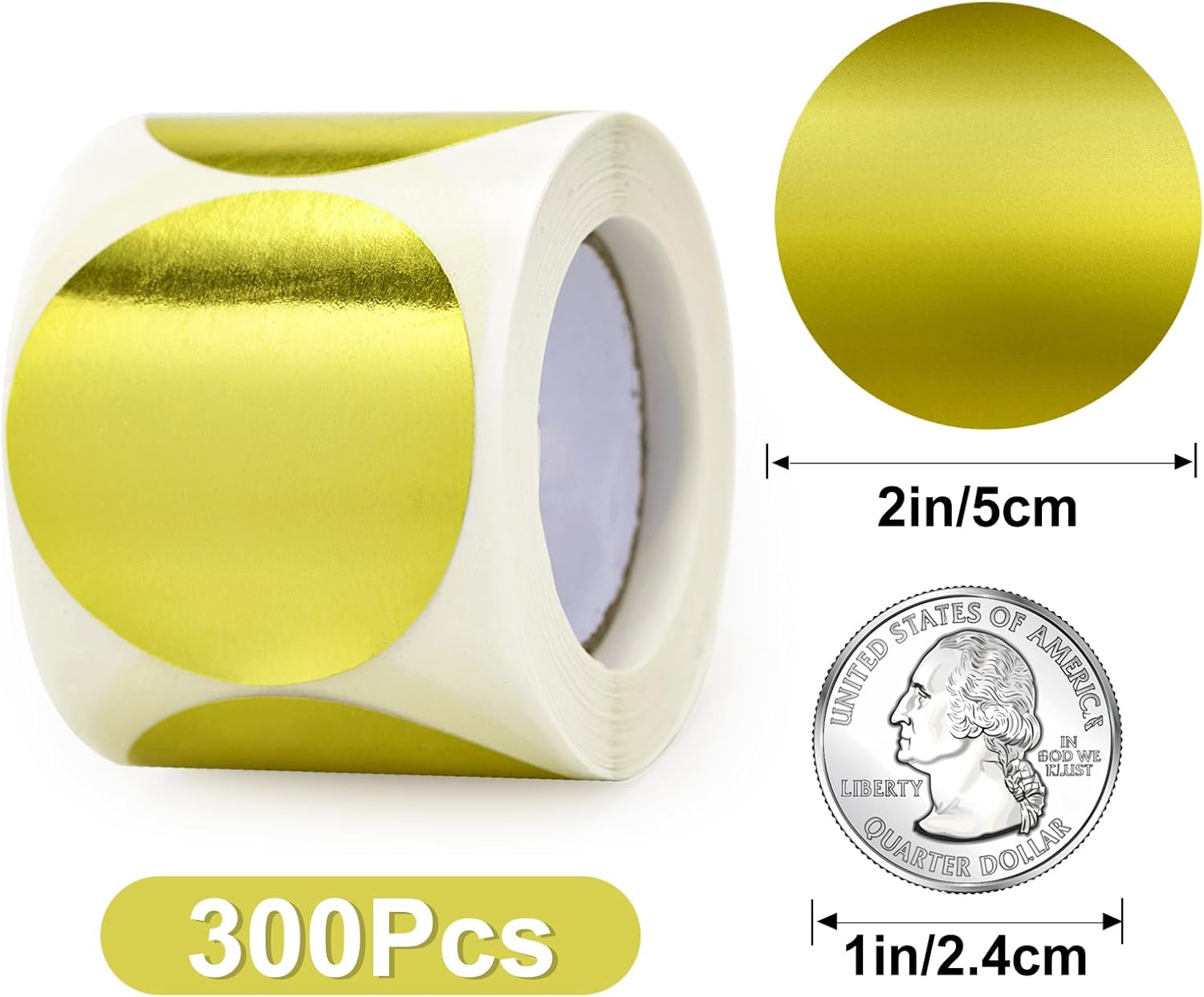 Embossing Stickers 300Pcs 2'' Gold Foil Seals Stickers for Certificates Self Adhesive Round Envelope Seal Label Sticker Roll Blank Embosser Stamp Sticker for Book Invitation Notary Seals - Image 2
