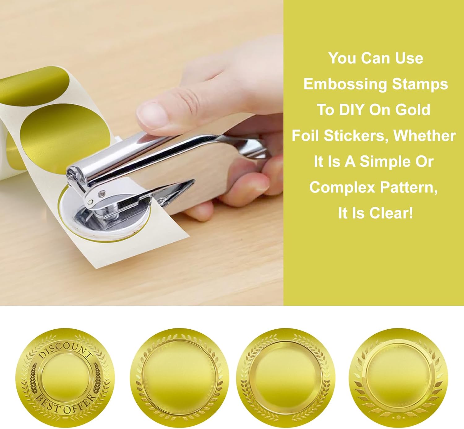 Embossing Stickers 300Pcs 2'' Gold Foil Seals Stickers for Certificates Self Adhesive Round Envelope Seal Label Sticker Roll Blank Embosser Stamp Sticker for Book Invitation Notary Seals - Image 4