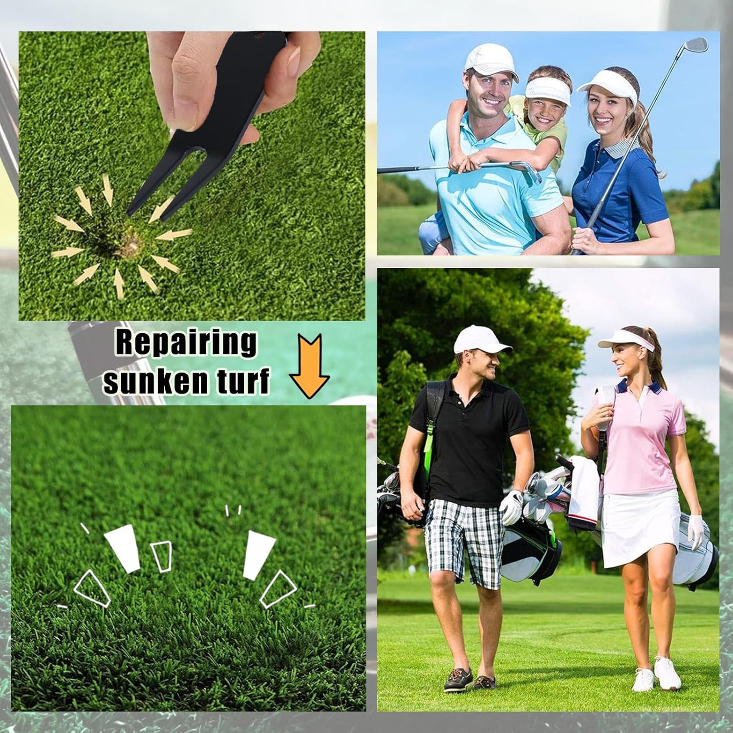 4 Pcs Bending Golf Divot Repair Tool Bent Golf Turf Repair Fork Metal Golf Fork Accessory Suitable to Repair Golf Turf, Clean Grooves, Remove Dirt and Debris Lightweight and Portable - Image 5