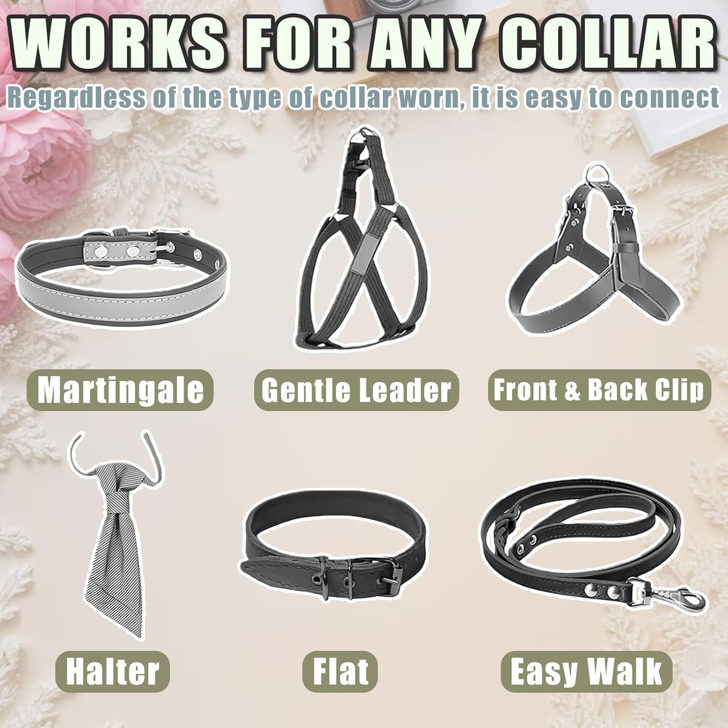 2 Pack Dog Safety Collar Clips Adjustable Collar Backup Clip Connector Reflective Double Ended Clasp Leash Pet Harness Connector for Running and Hiking Training Helps Reduce Neck Strain - Image 4
