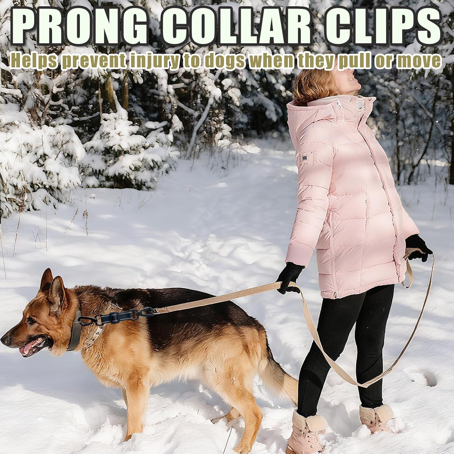 2 Pack Dog Safety Collar Clips Adjustable Collar Backup Clip Connector Reflective Double Ended Clasp Leash Pet Harness Connector for Running and Hiking Training Helps Reduce Neck Strain - Image 6